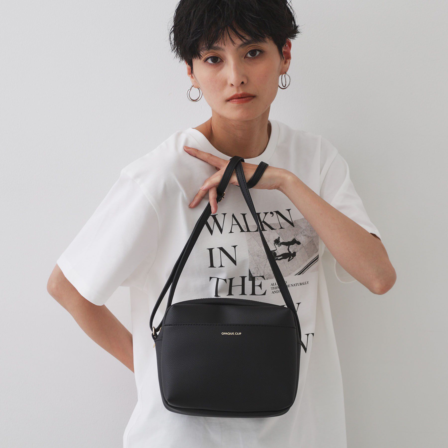 OPAQUE.CLIP「【長さ調節可能】ラウンドスクエアマチ付きミニショルダーバッグ」|ショルダー・メッセンジャー|