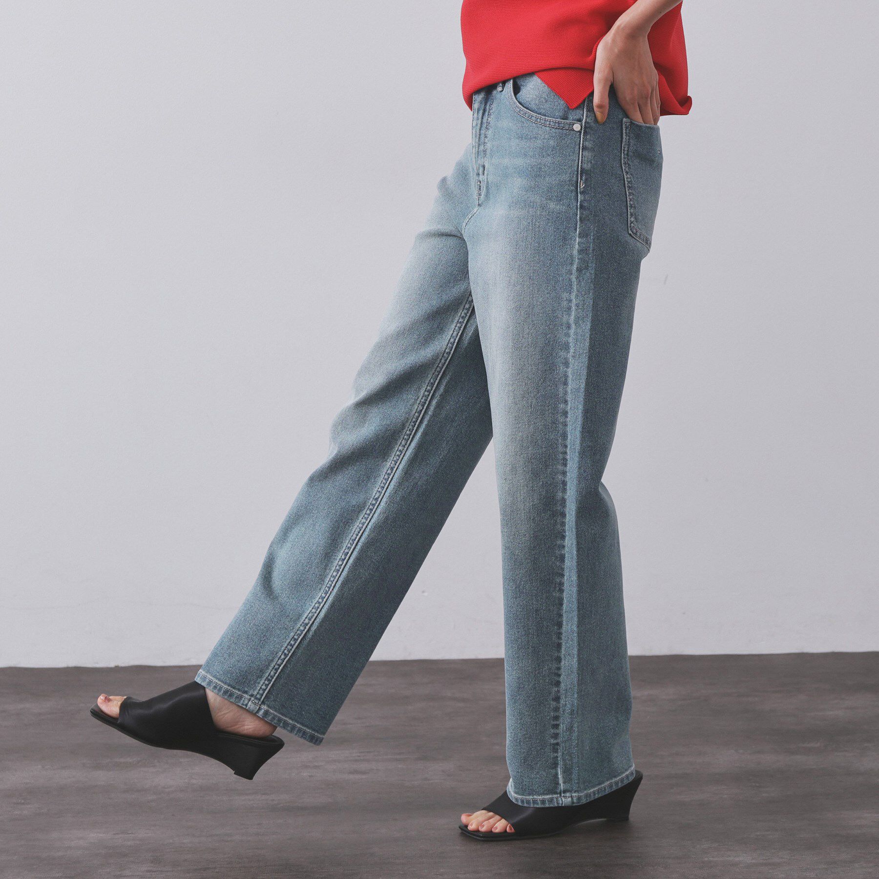 OPAQUE.CLIP「ストレッチストレートデニム【洗濯機洗い可】」|デニム|