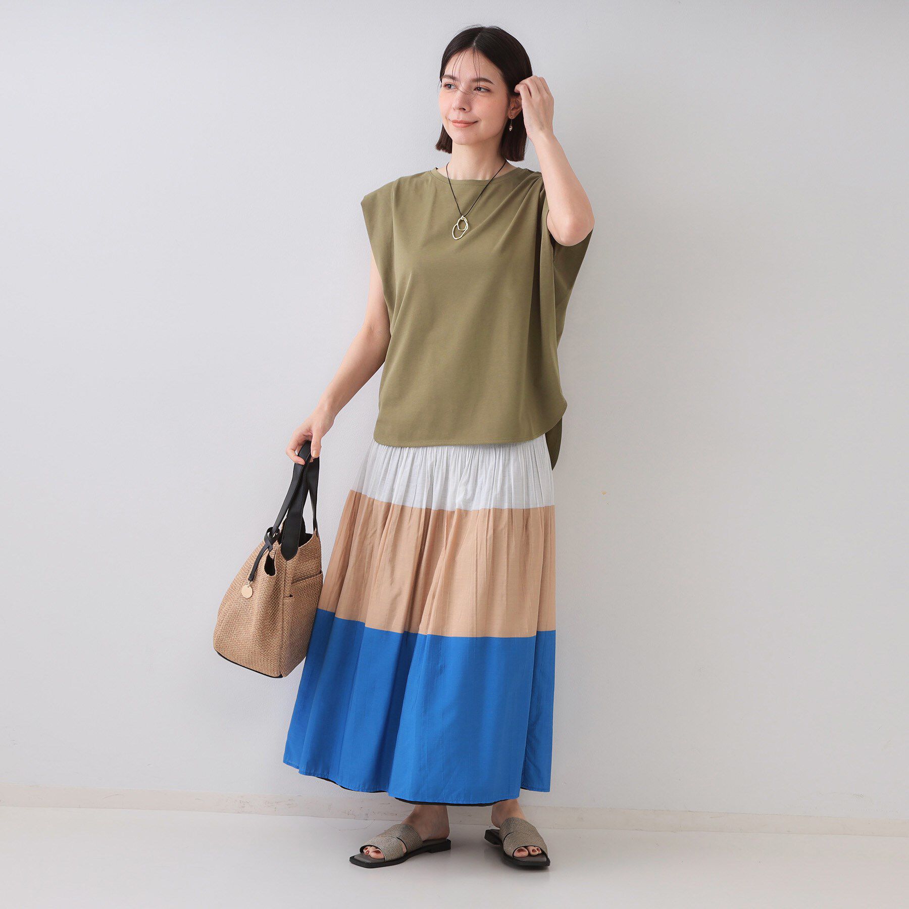 OPAQUE.CLIP「ボクシーノースリーブカットソー【洗濯機洗い可】」|Tシャツ・カットソー|