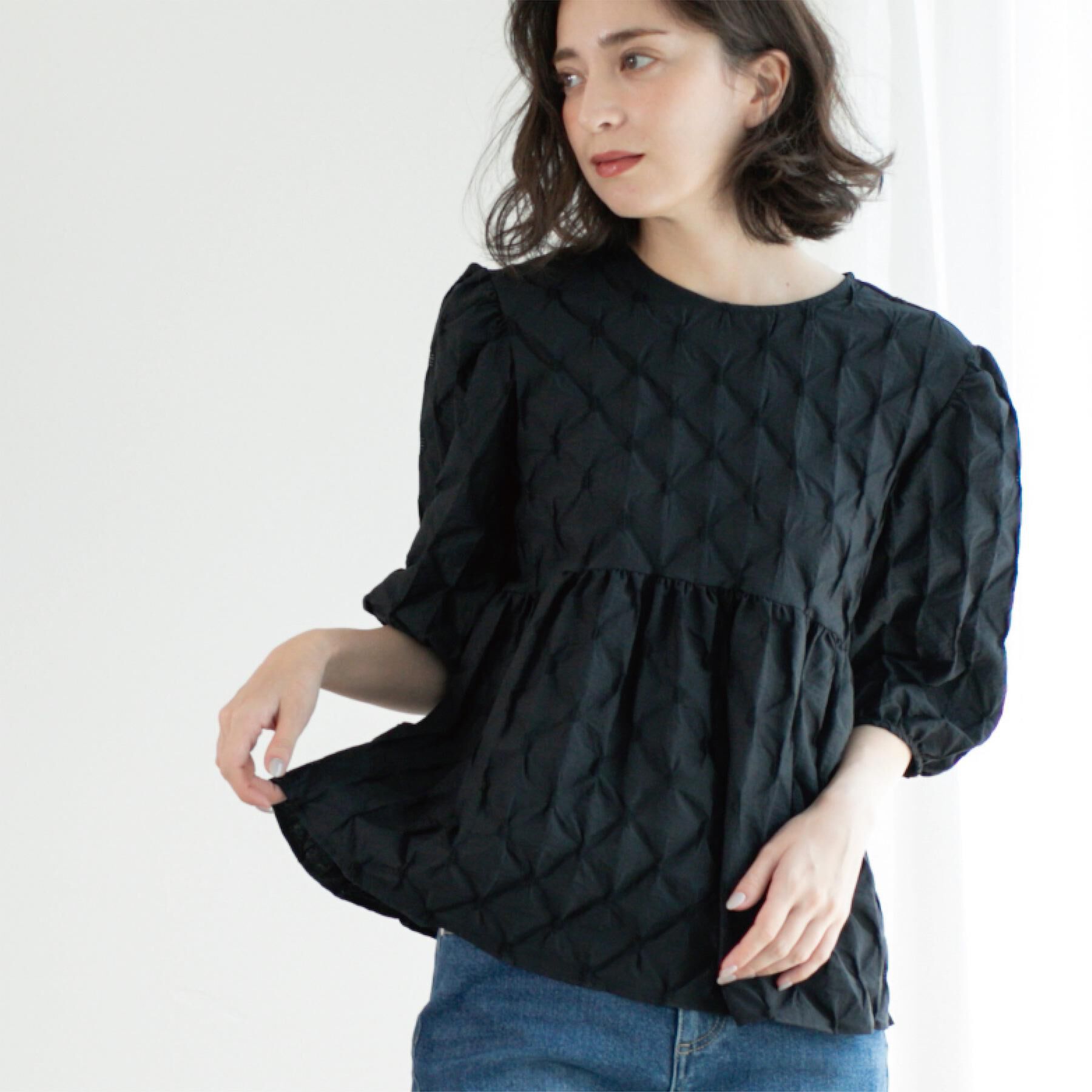 OPAQUE.CLIP「ふくれジャカードペプラムブラウス【洗濯機洗い可】」|シャツ・ブラウス|