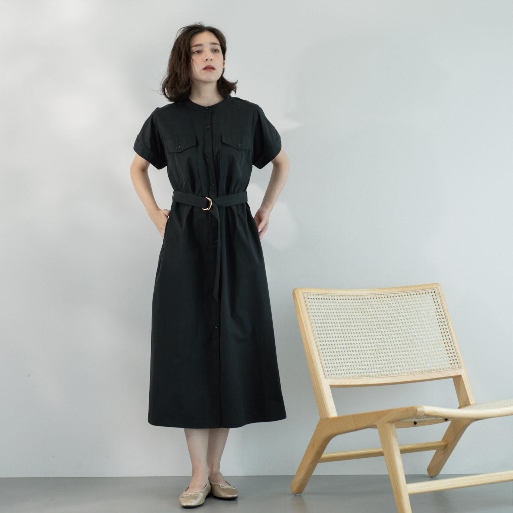 OPAQUE.CLIP「ダブルポケットシャツワンピース【洗濯機洗い可】」|ワンピース|
