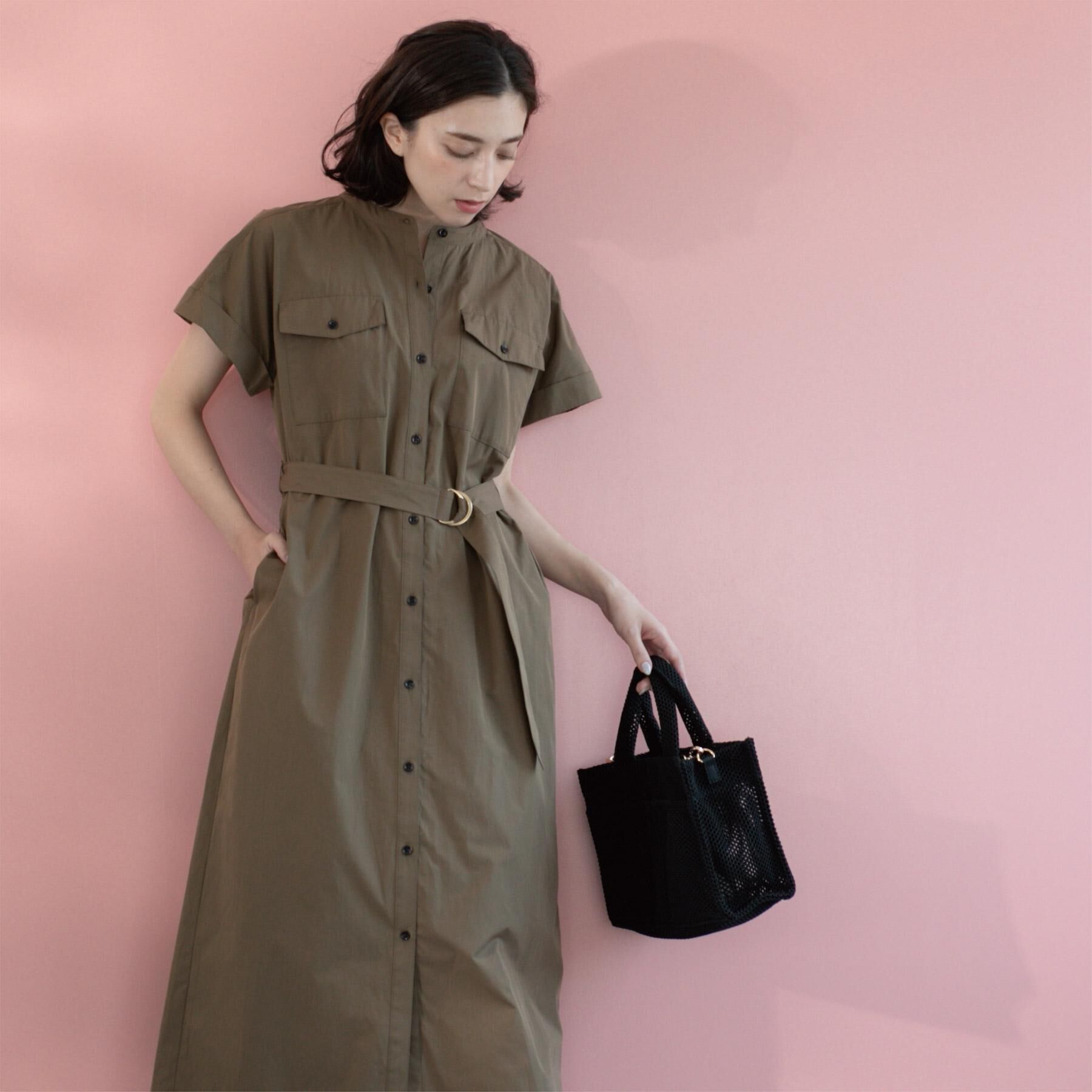 OPAQUE.CLIP「ダブルポケットシャツワンピース【洗濯機洗い可】」|ワンピース|モカブラウン(042