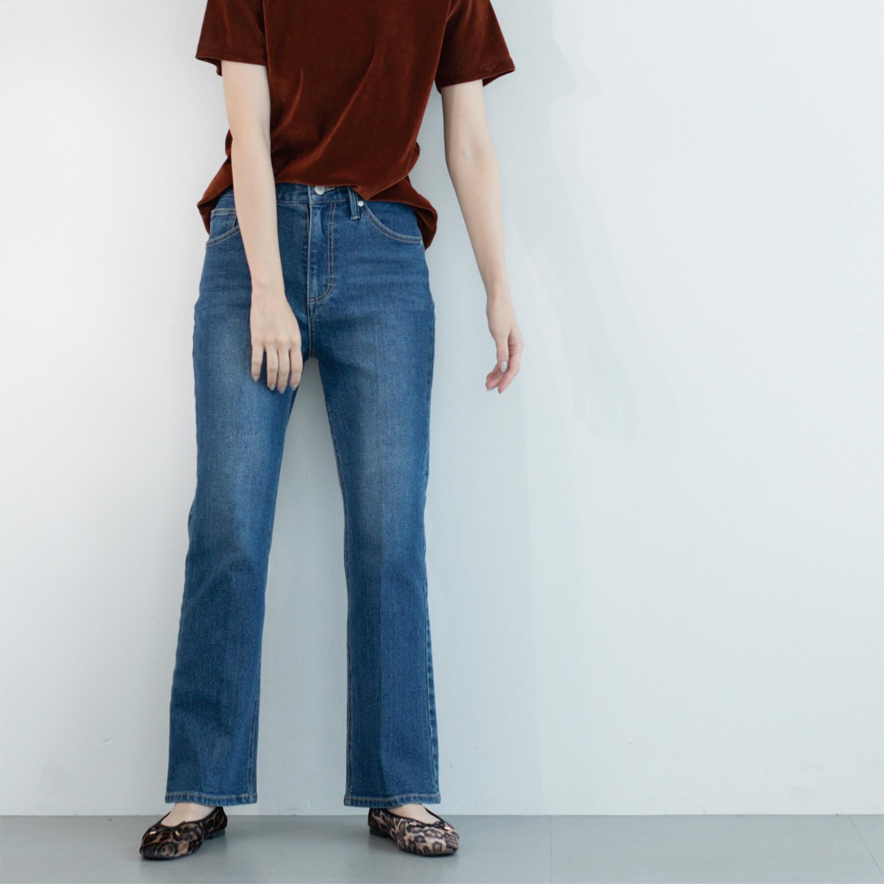 OPAQUE.CLIP「ストレッチセミフレアデニム【洗濯機洗い可】《SS-LLサイズ》」|デニム|