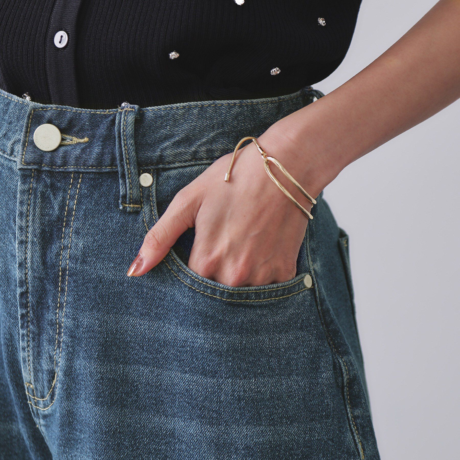 OPAQUE.CLIP「ストレッチバレルレッグデニム【洗濯機洗い可】」|デニム|