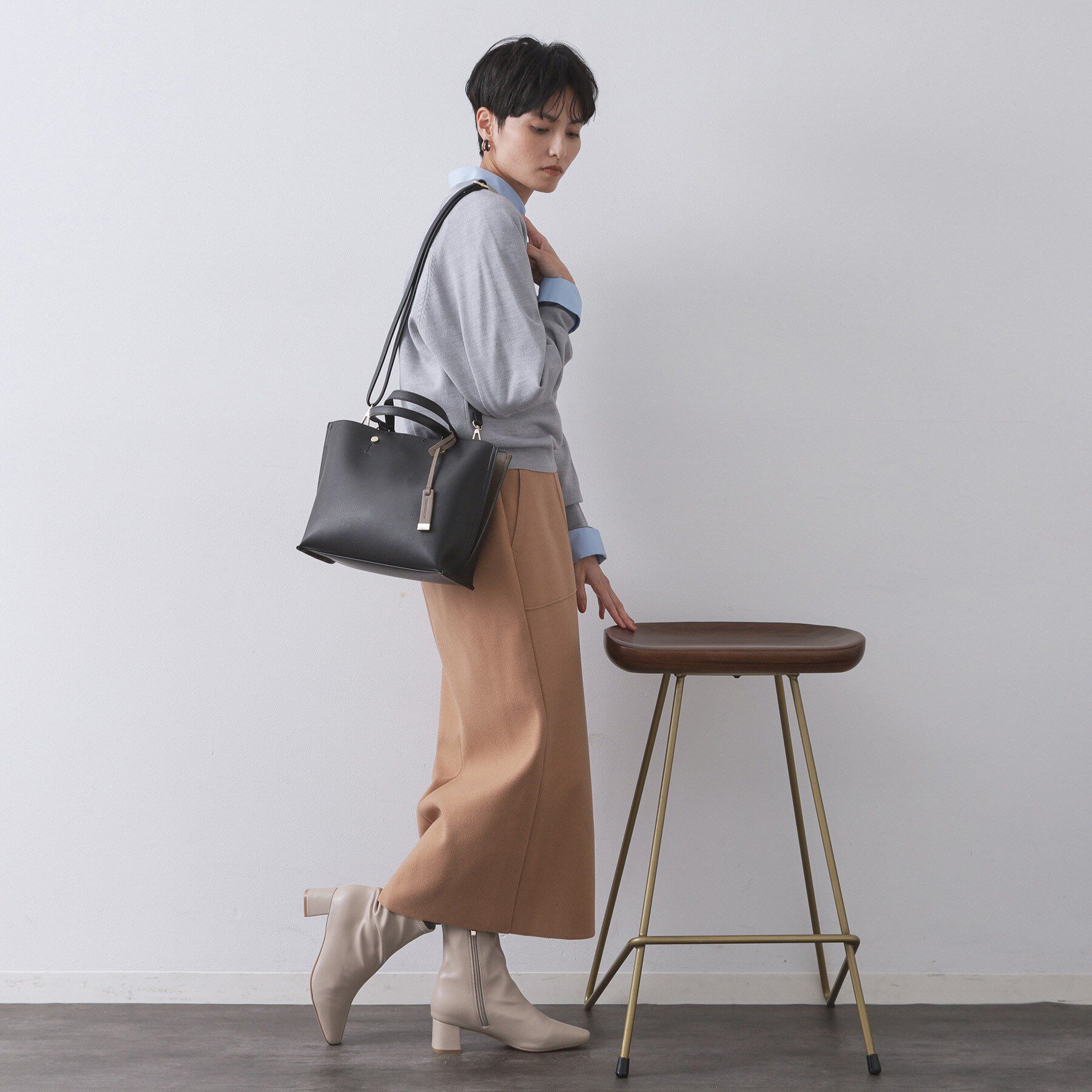 OPAQUE.CLIP「【2WAY/名品】バイカラー3層ミドルトートバッグ」|トートバッグ|