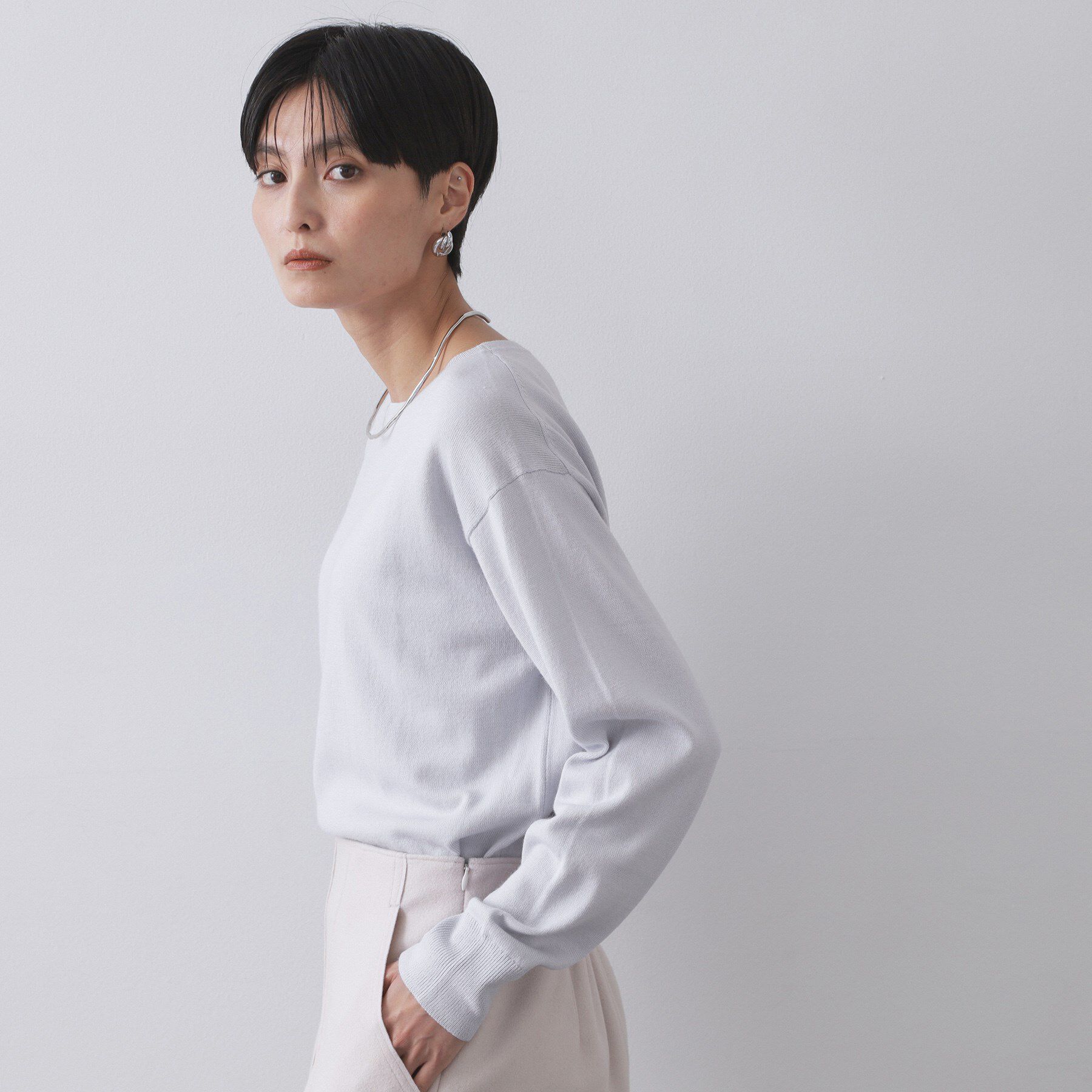 OPAQUE.CLIP「ボートネックニット/エクストラファインメリノウール【THEシリーズ/洗濯機OK】」|ニット・セーター|