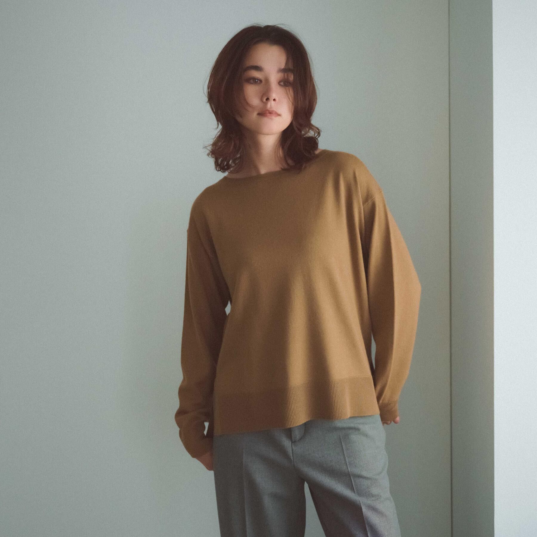 OPAQUE.CLIP「ボートネックニット/エクストラファインメリノウール【THEシリーズ/洗濯機OK】」|ニット・セーター|