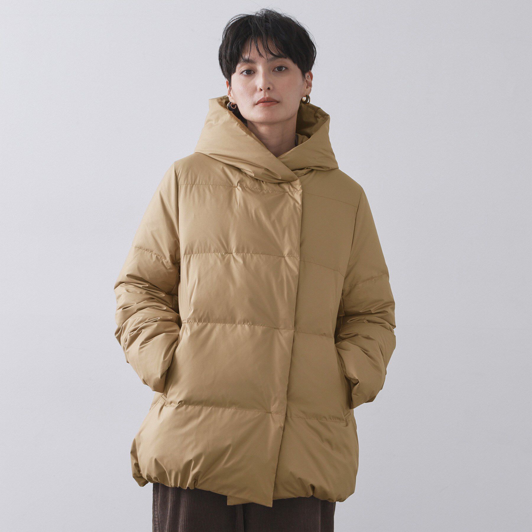 OPAQUE.CLIP「撥水フードミドルダウンコート【防風/抗菌防臭/洗濯機OK】《S～LL》」|ダウン|