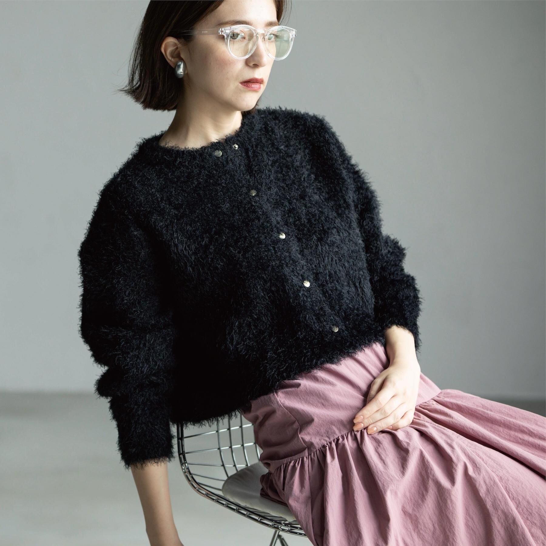 OPAQUE.CLIP「シャギーショートカーディガン【洗濯機OK】《6col》」|カーディガン|