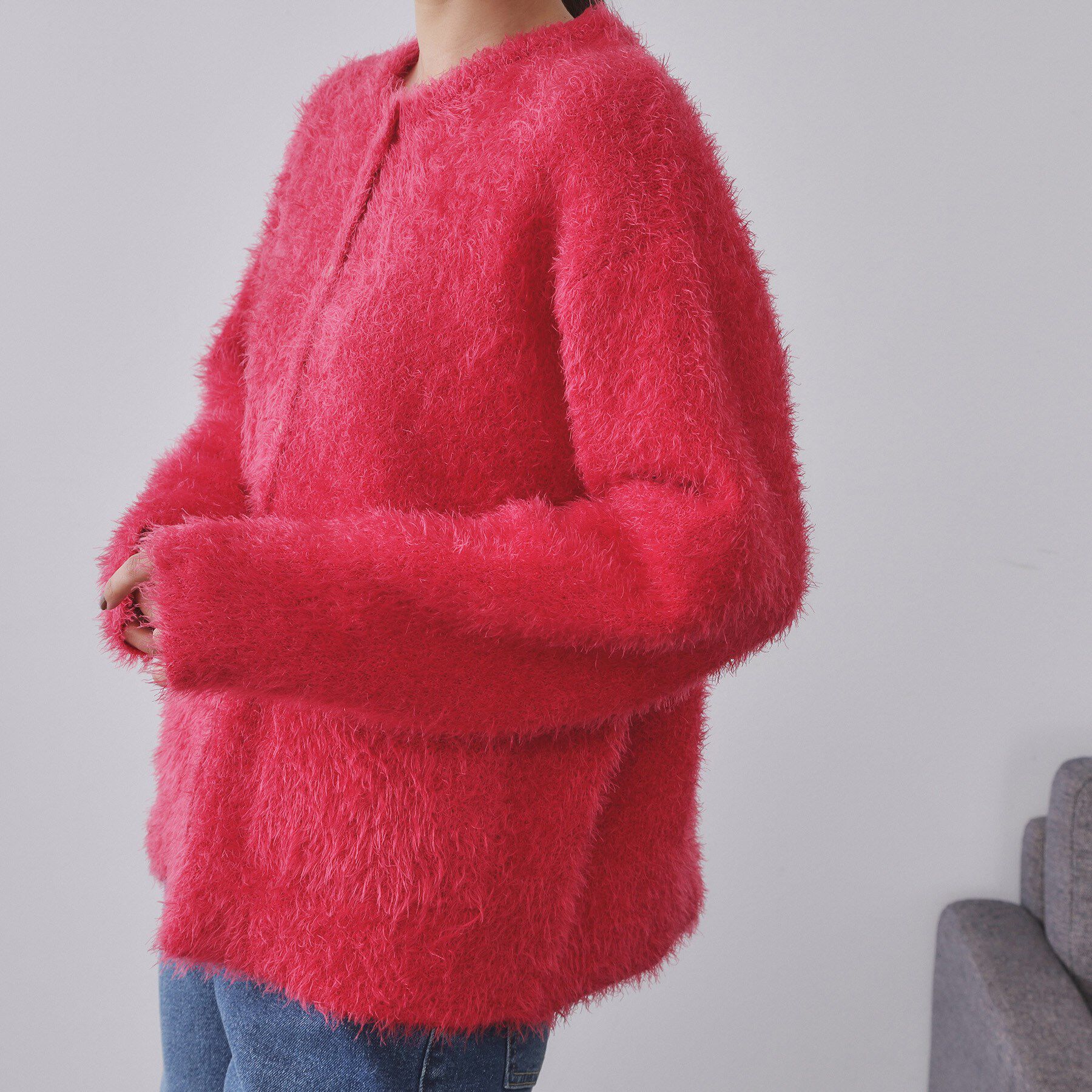 OPAQUE.CLIP「シャギーミドルカーディガン【洗濯機OK】《6col》」|カーディガン|