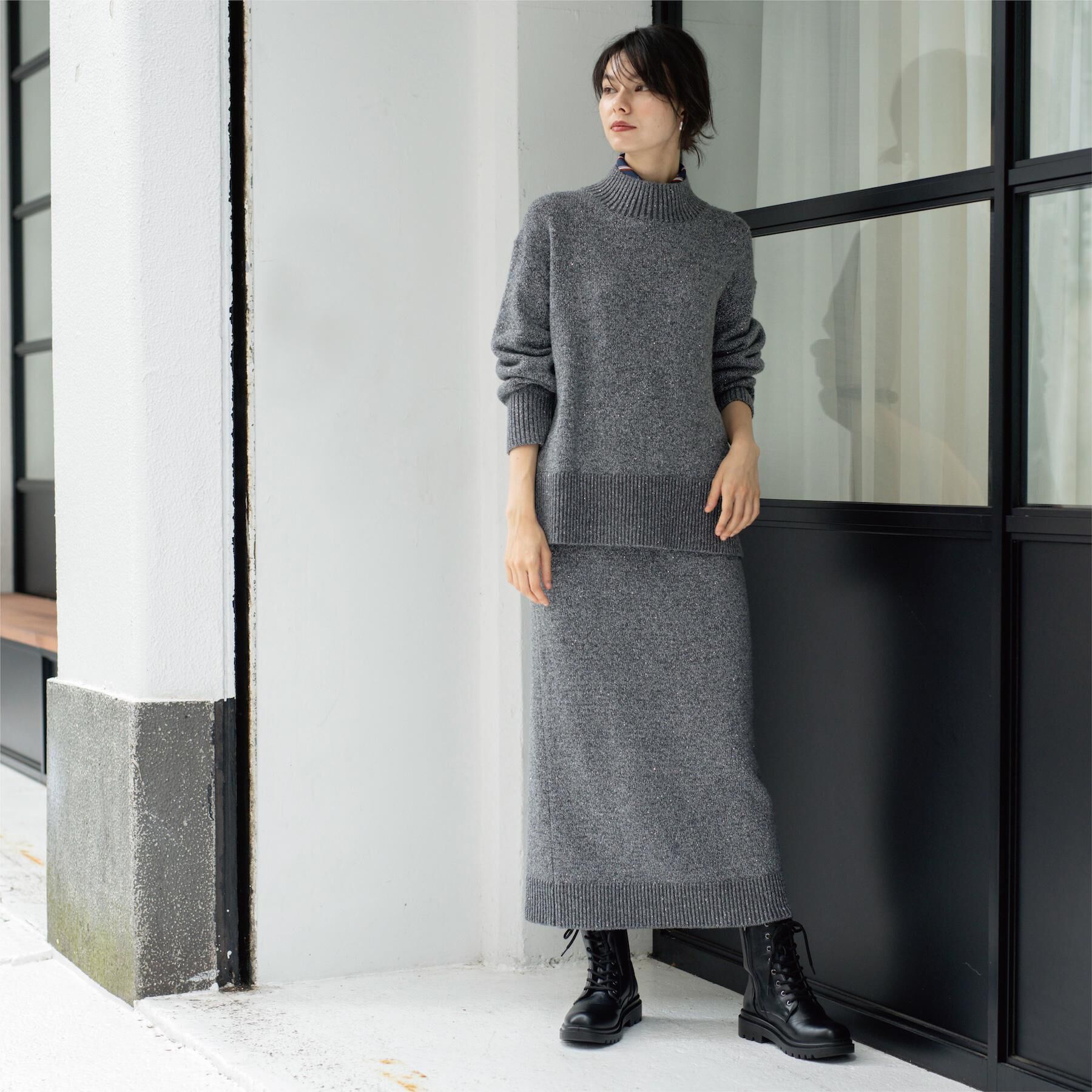 OPAQUE.CLIP「ラメスパンコールナロースカート/セットアップ対応可【洗濯機OK】」|スカート|