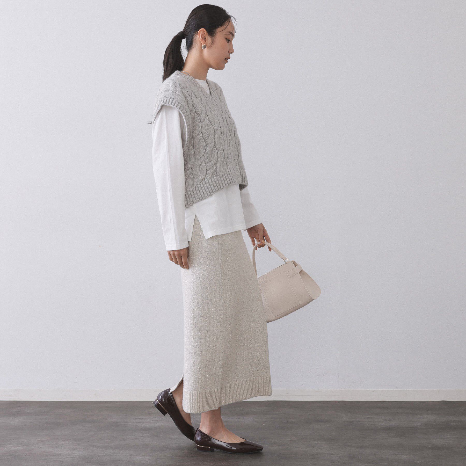 OPAQUE.CLIP「ラメスパンコールナロースカート/セットアップ対応可【洗濯機OK】」|スカート|