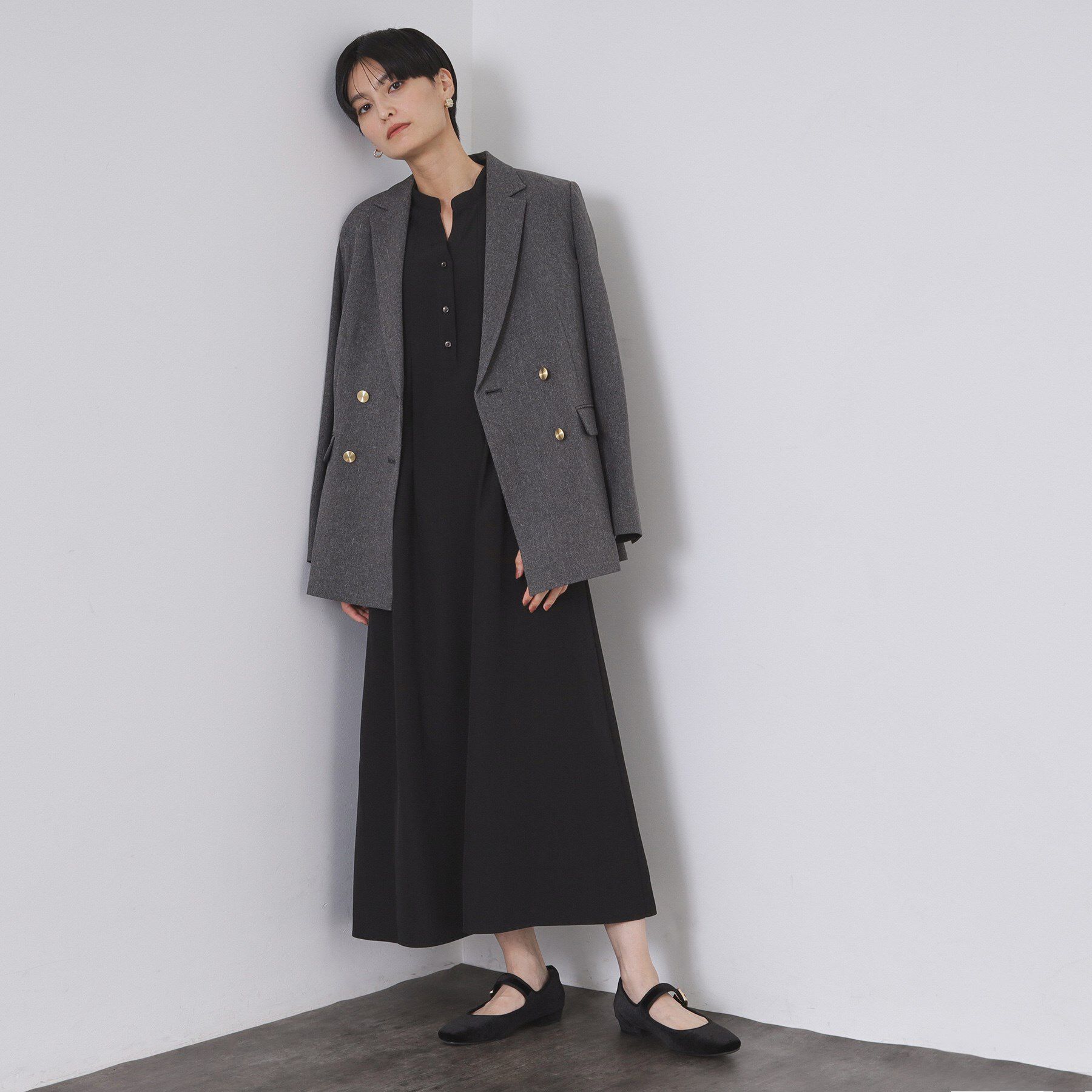 OPAQUE.CLIP「バックプリーツワンピース【洗濯機OK】」|ワンピース|