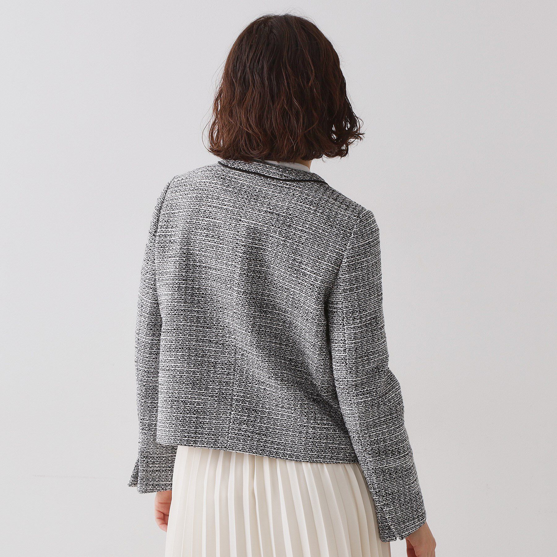 OPAQUE.CLIP「≪通勤・セレモニー対応≫ コットンツイードジャケット」|ノーカラージャケット|