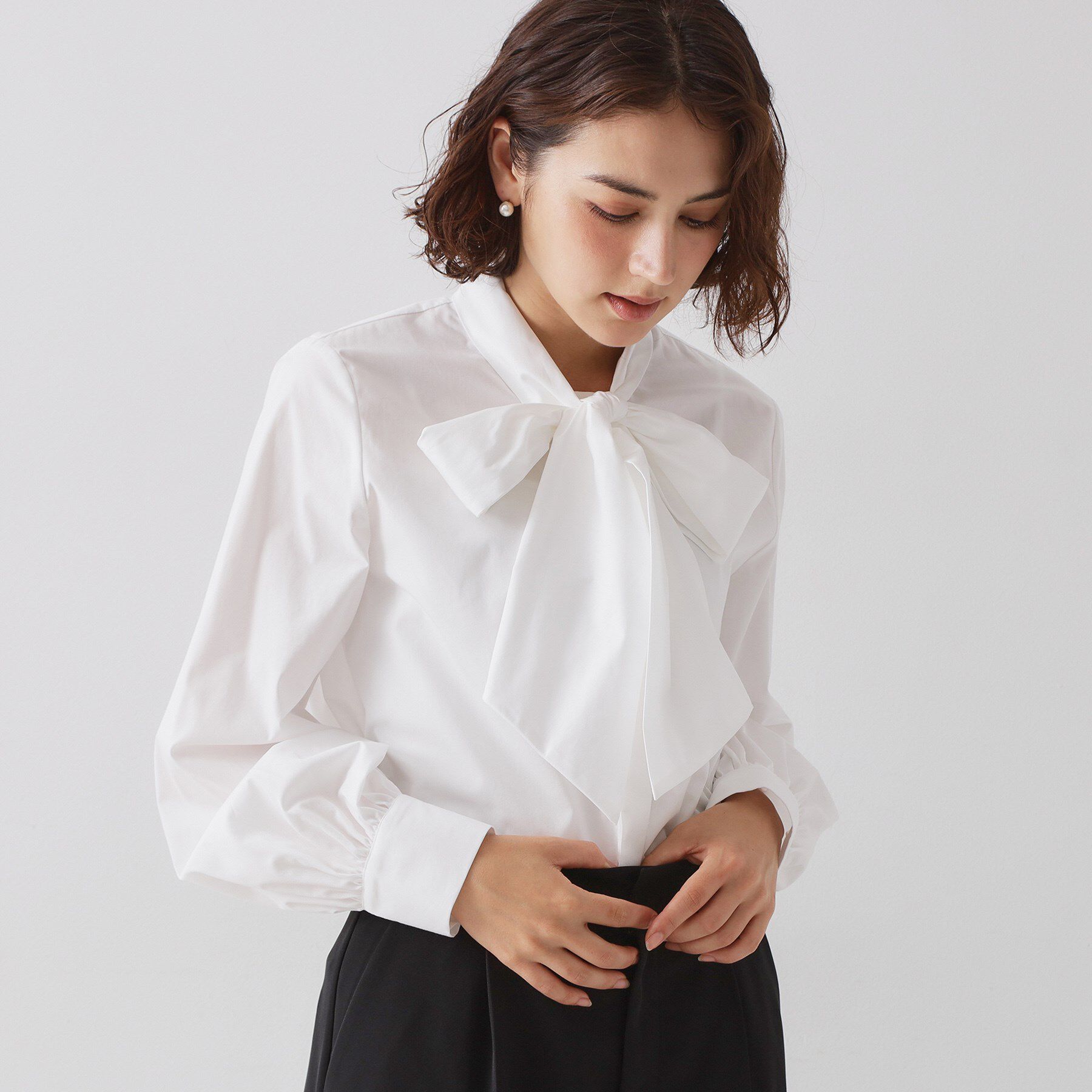 OPAQUE.CLIP「≪通勤・セレモニー対応≫ボウタイシャツブラウス【洗濯機OK】」|シャツ・ブラウス|