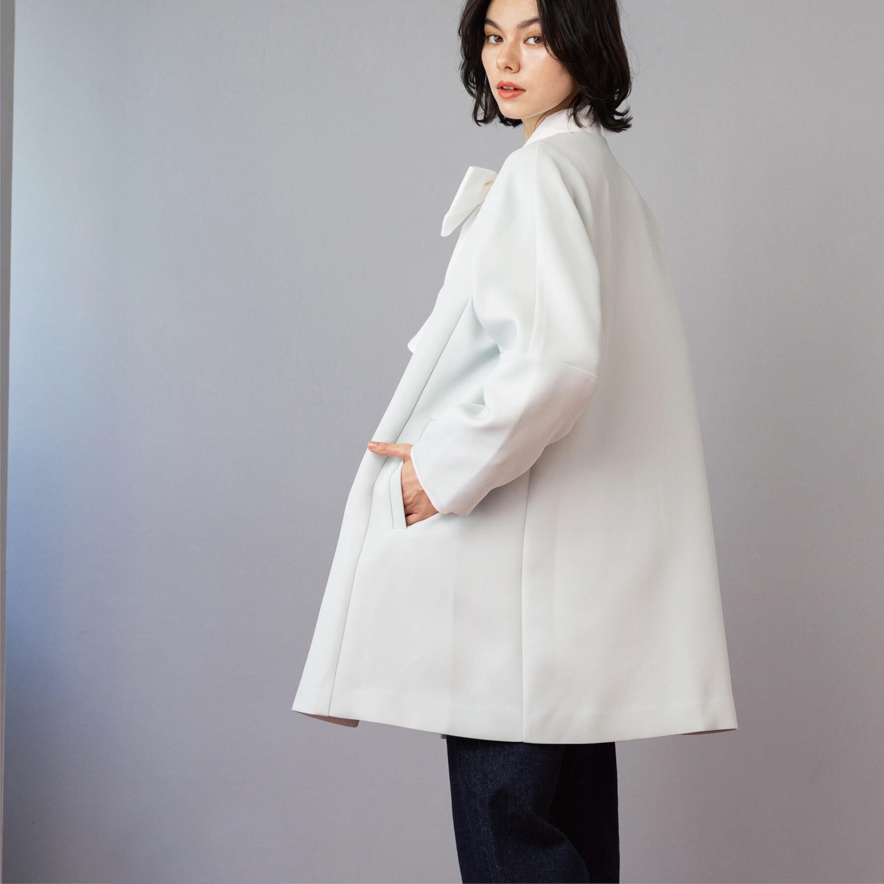 OPAQUE.CLIP「フォルムスリーブミドルコート【洗濯機OK】」|ノーカラーコート|