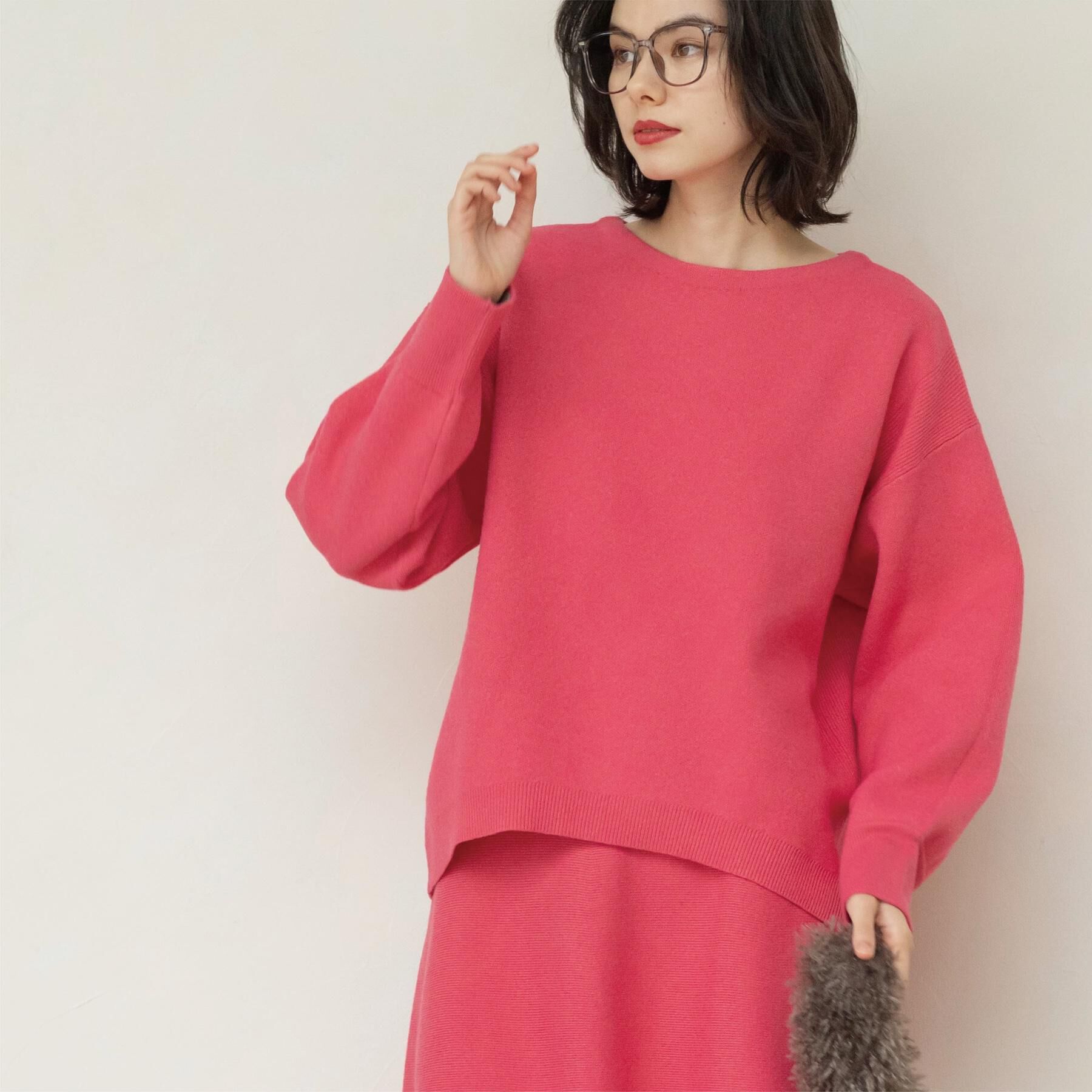 OPAQUE.CLIP「サイド編地切替ニットトップス/セットアップ対応【洗濯機OK】」|ニット・セーター|