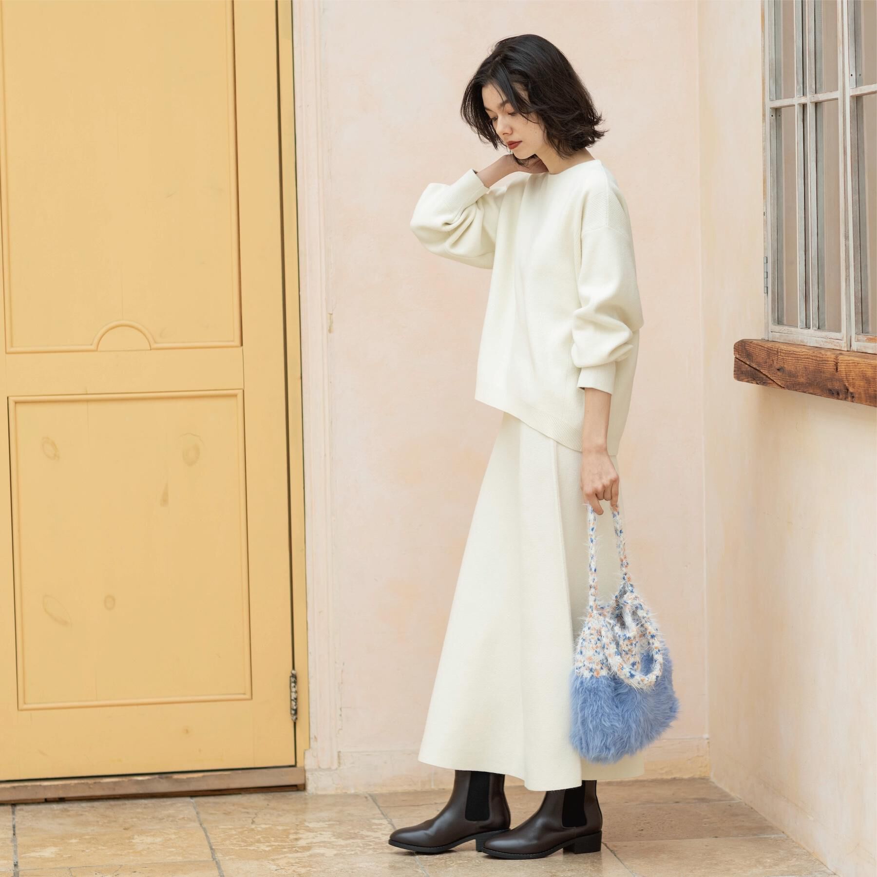 OPAQUE.CLIP「サイド編地切替ニットトップス/セットアップ対応【洗濯機OK】」|ニット・セーター|