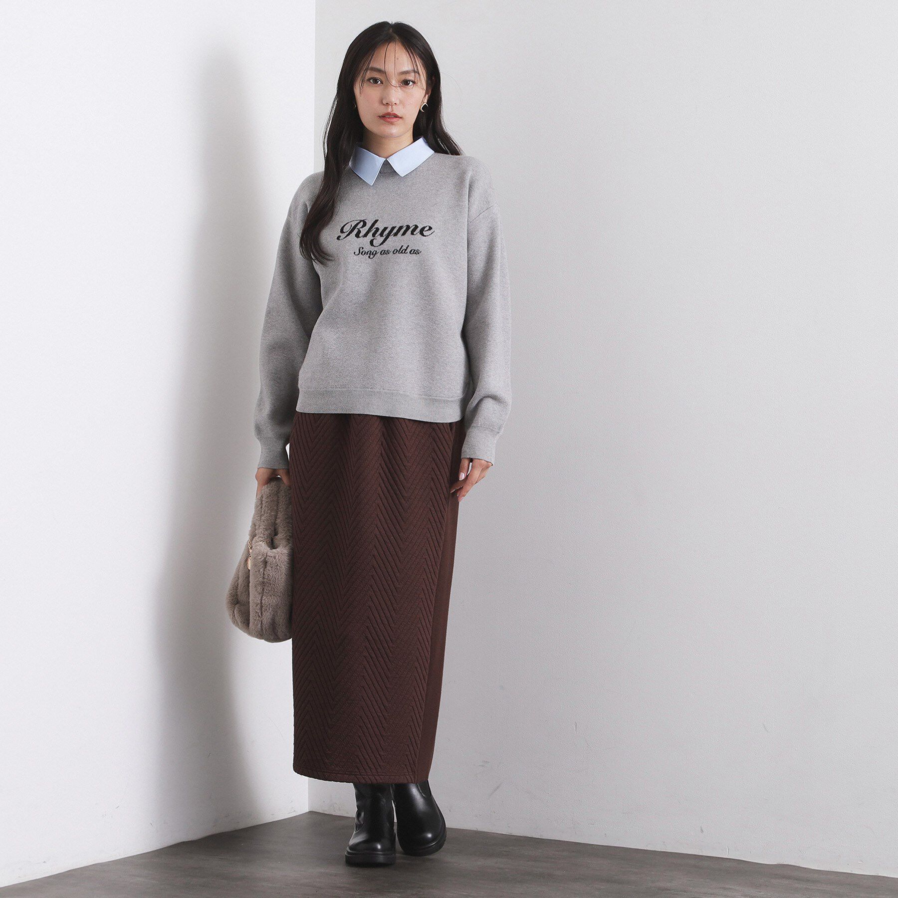 OPAQUE.CLIP「キルティングイージーナロースカート【洗濯機OK】」|スカート|