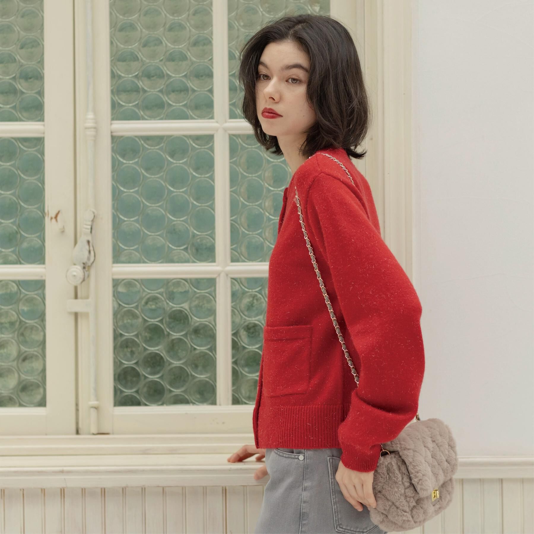 OPAQUE.CLIP「金ボタンラメニットカーディガン【洗濯機OK】」|カーディガン|