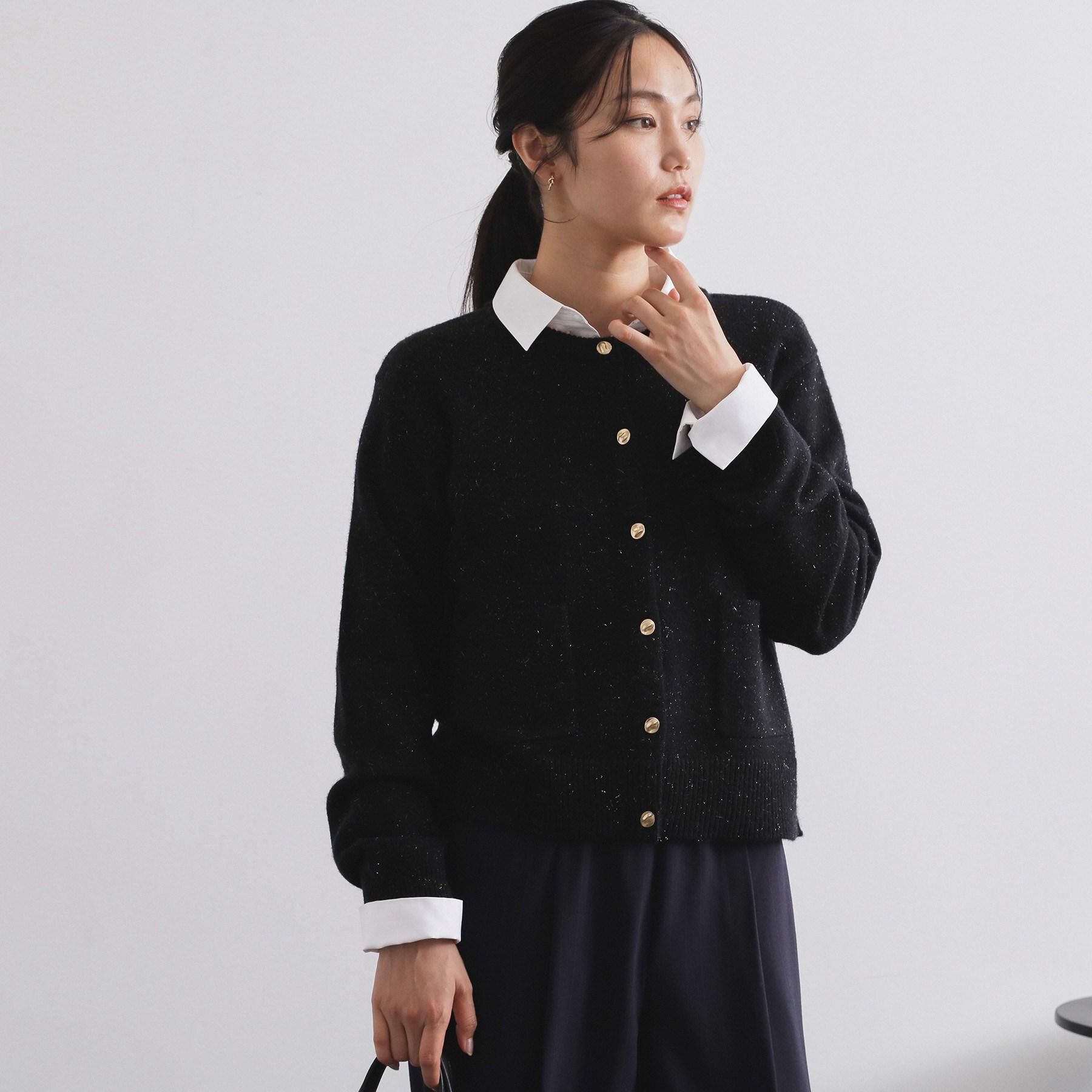 OPAQUE.CLIP「金ボタンラメニットカーディガン【洗濯機OK】」|カーディガン|