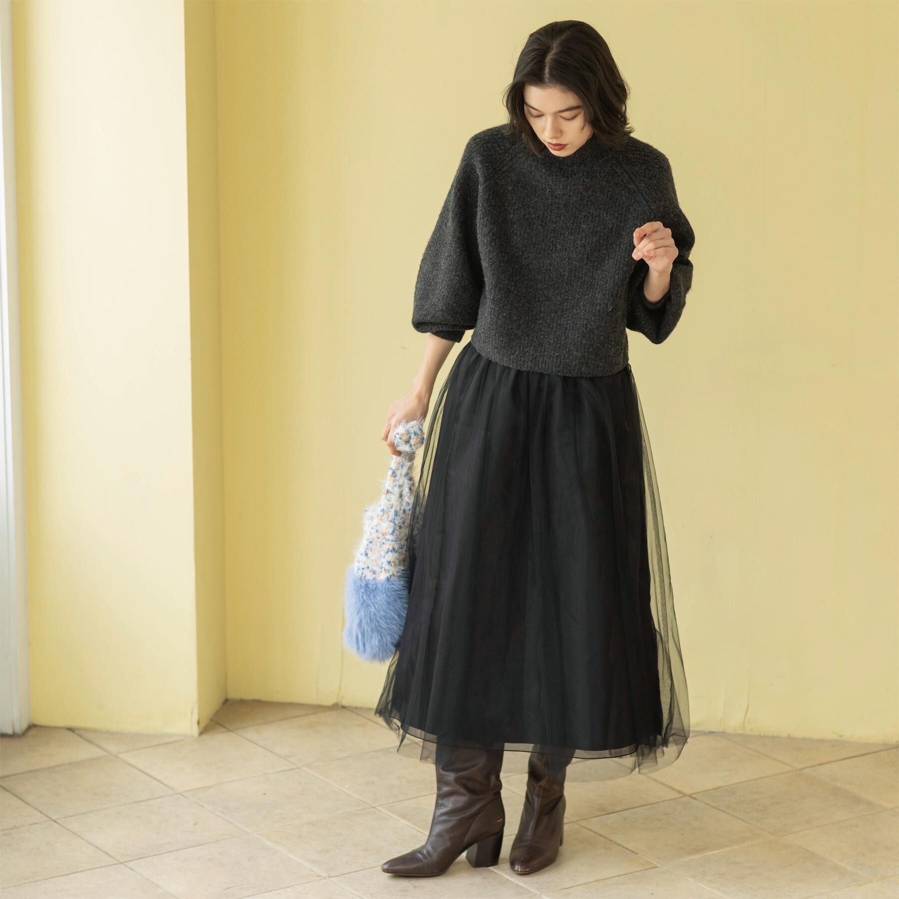 OPAQUE.CLIP「チュールイージーギャザースカート【洗濯機OK】」|スカート|