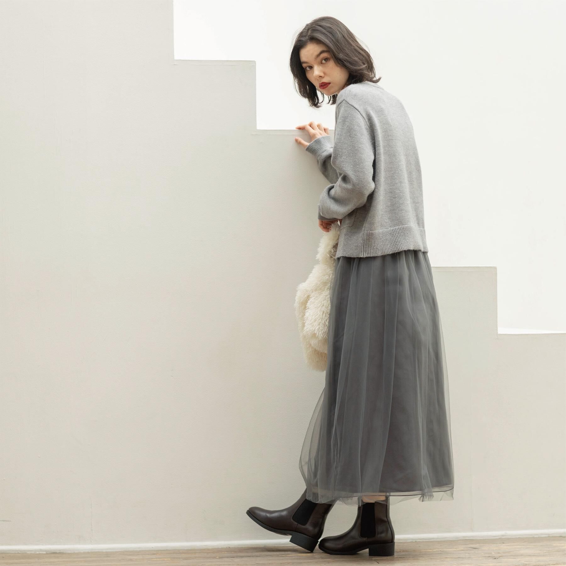 OPAQUE.CLIP「チュールイージーギャザースカート【洗濯機OK】」|スカート|