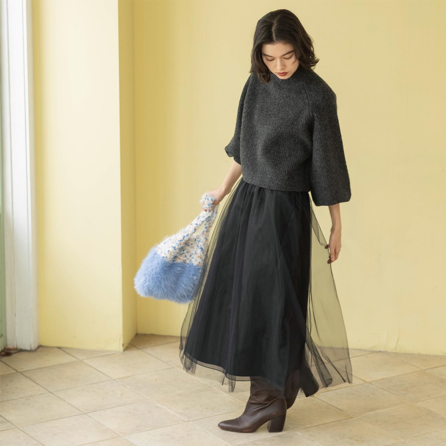OPAQUE.CLIP「チュールイージーギャザースカート【洗濯機OK】」|スカート|