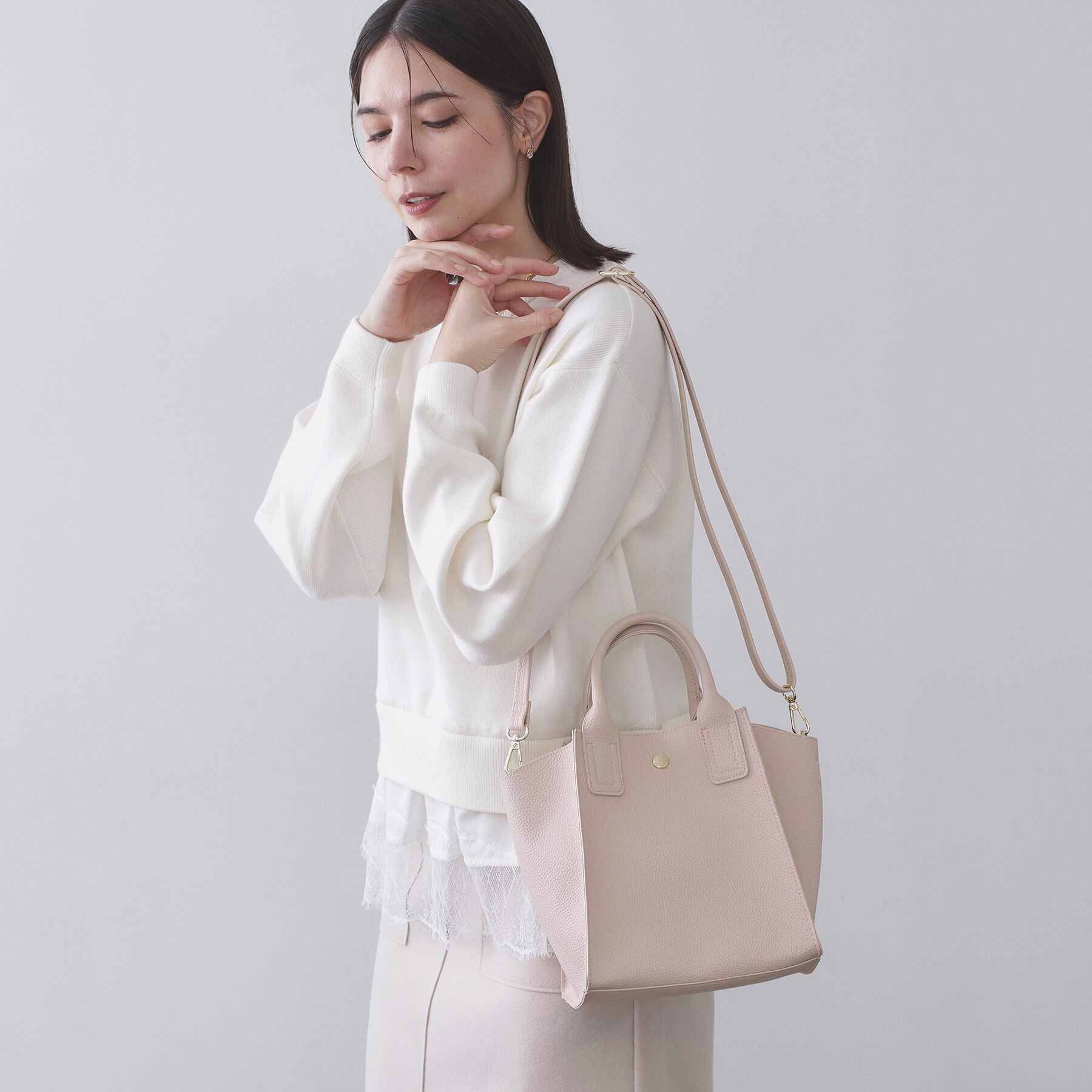 OPAQUE.CLIP「サイドウィングミドルトートバッグ【2WAY／軽量】」|ショルダー・メッセンジャー|ピンク(871)