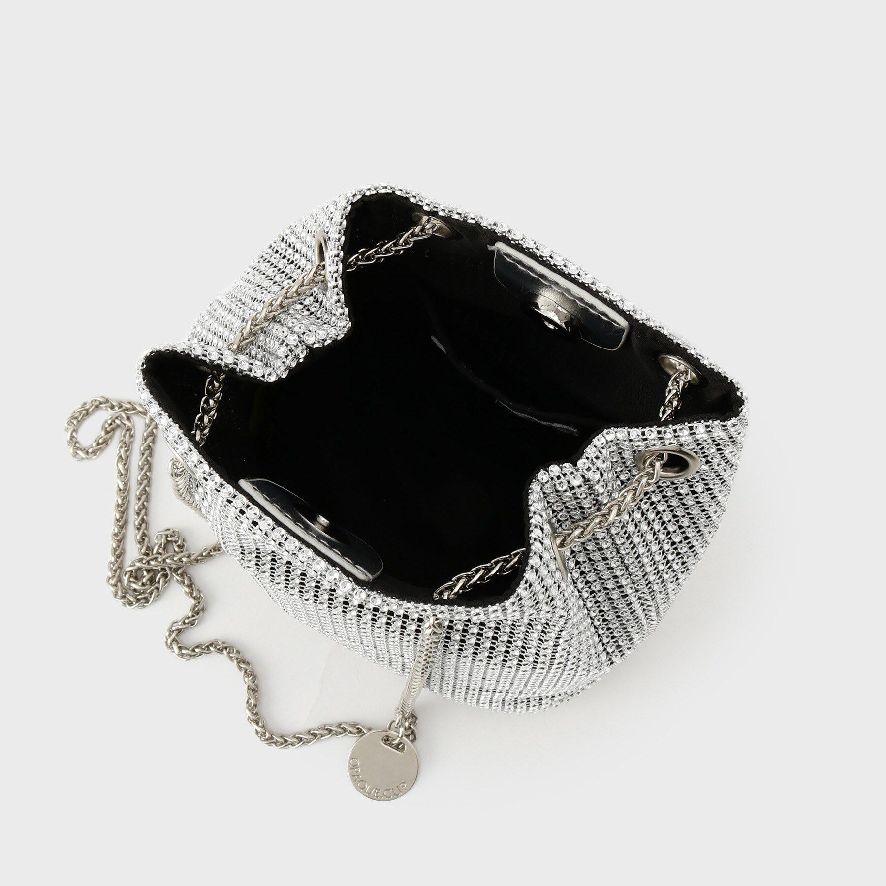 OPAQUE.CLIP「ラインストーン調シャイニー巾着ミニショルダーバッグ【2WAY】」|ショルダー・メッセンジャー|