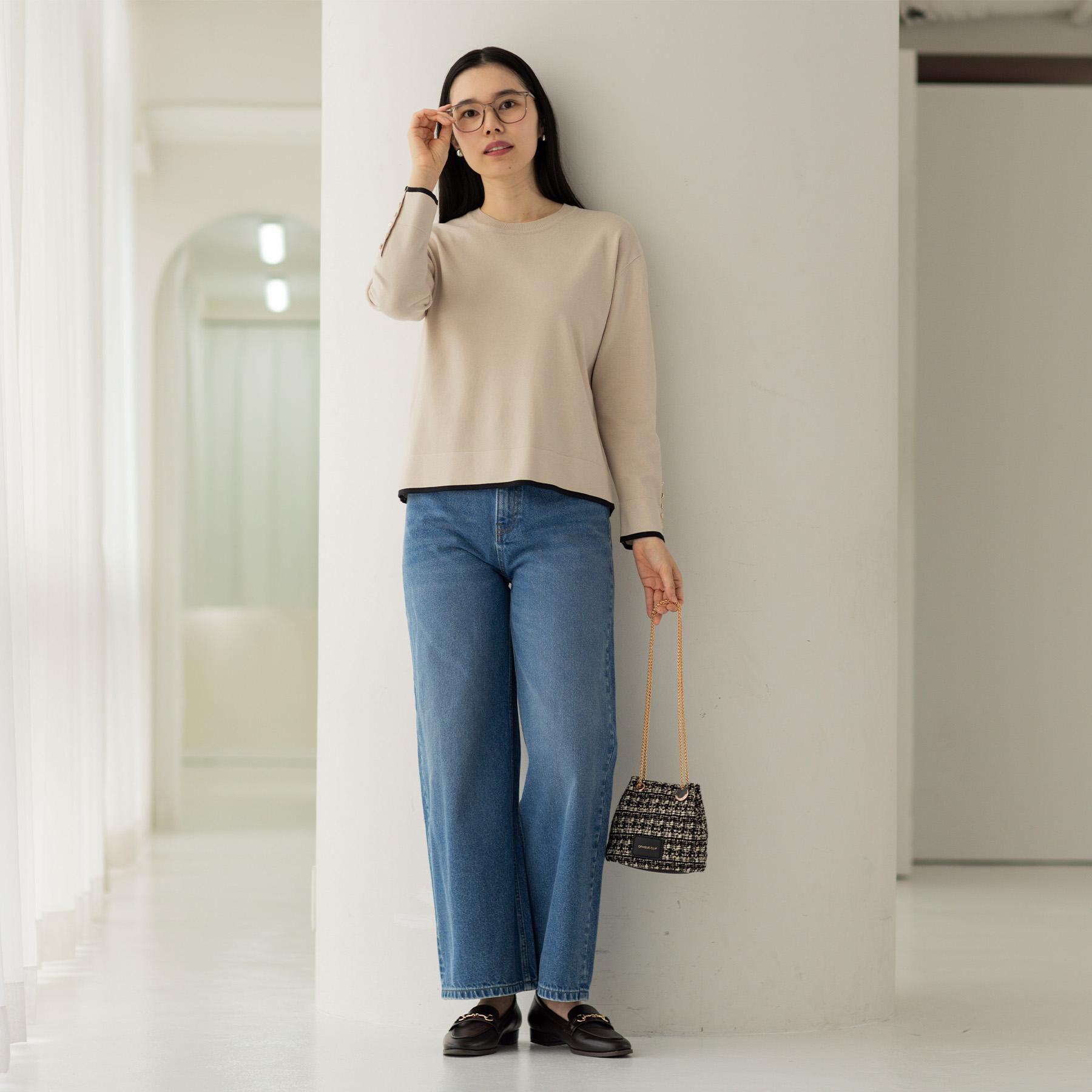 OPAQUE.CLIP「【2WAY】ツイードコンビミニショルダー」|ショルダー・メッセンジャー|