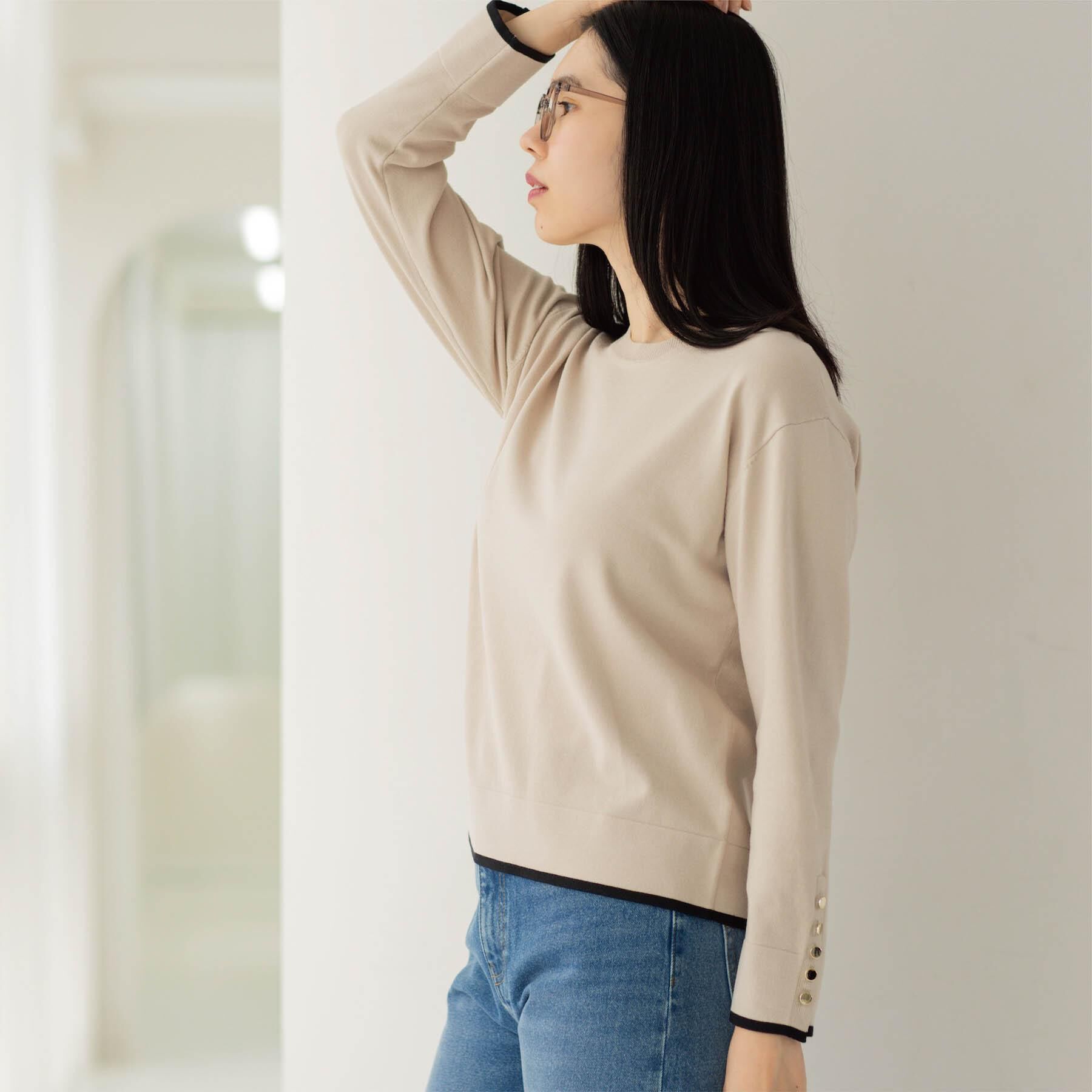 OPAQUE.CLIP「金ボタン使いリラクシーニット【洗濯機OK】」|ニット・セーター|