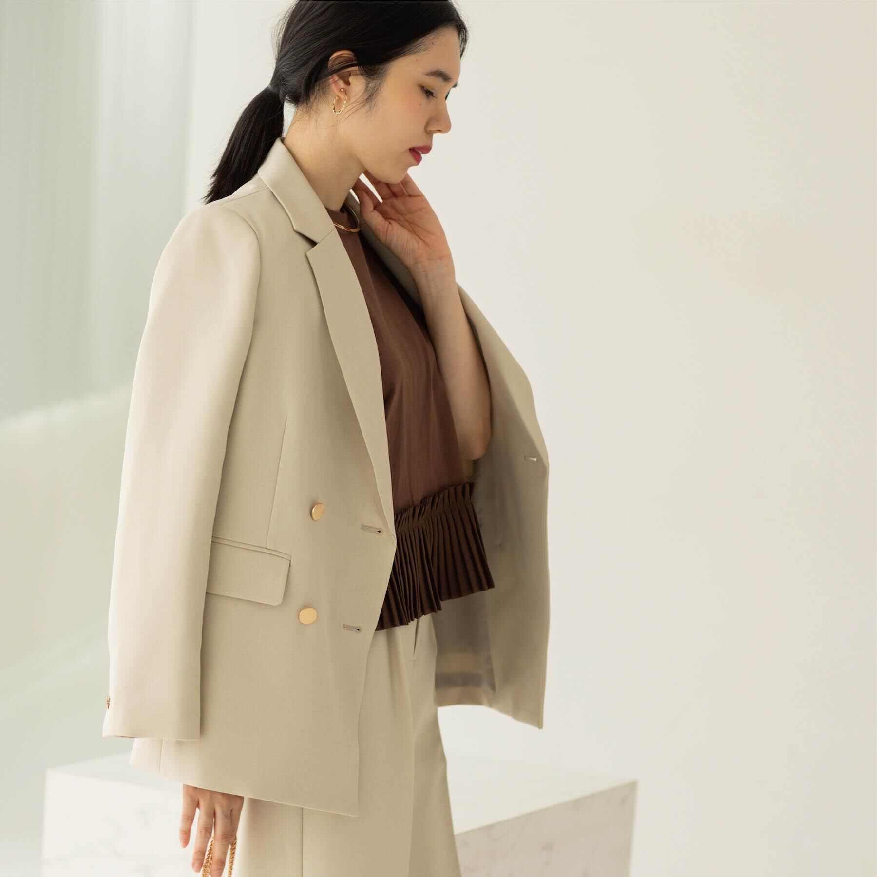 OPAQUE.CLIP「金ボタンダブルブレストテーラードジャケット/セットアップ対応【洗える】《S～LL》」|テーラードジャケット|