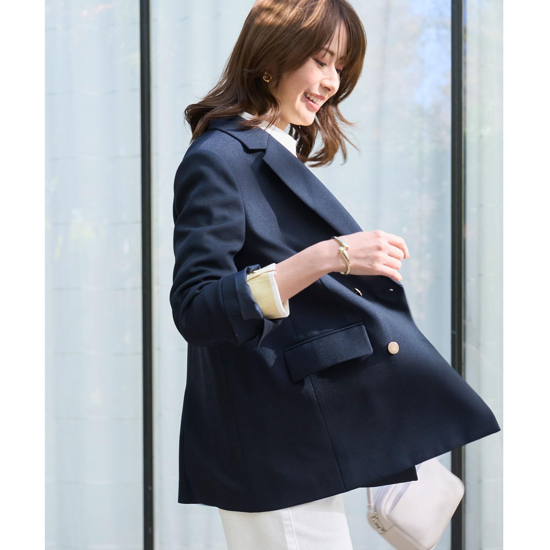 OPAQUE.CLIP「金ボタンダブルブレストテーラードジャケット/セットアップ対応【洗える】《S～LL》」|テーラードジャケット|