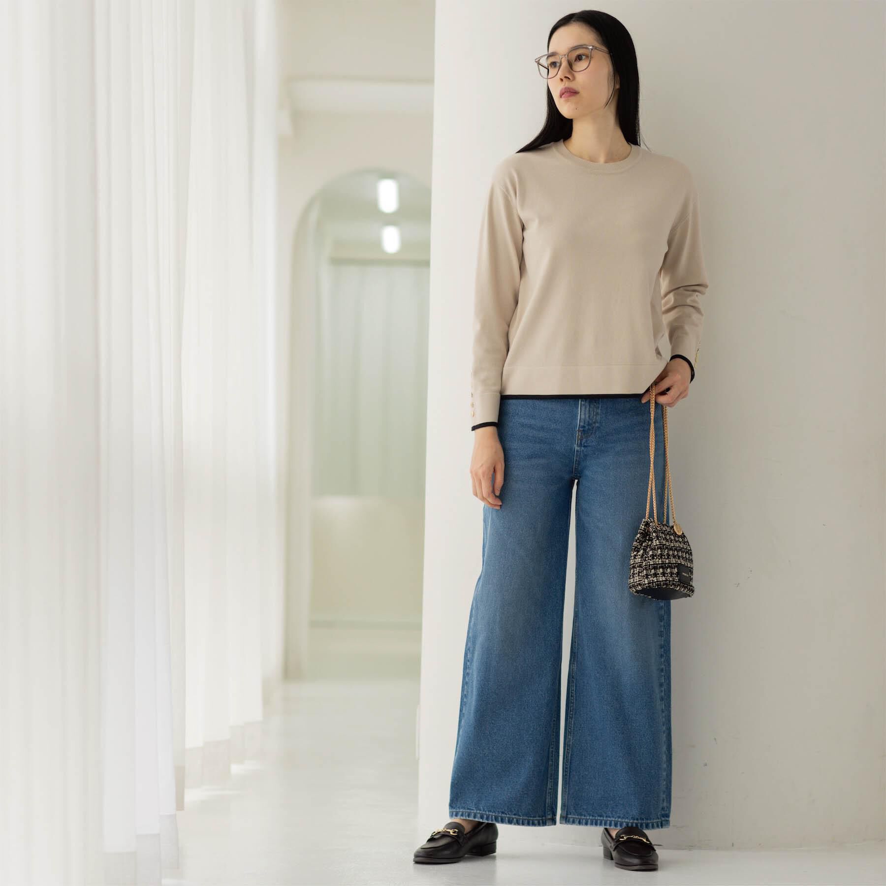 OPAQUE.CLIP「ワイドストレートデニムパンツ【洗濯機OK】《S～LL》」|デニム|