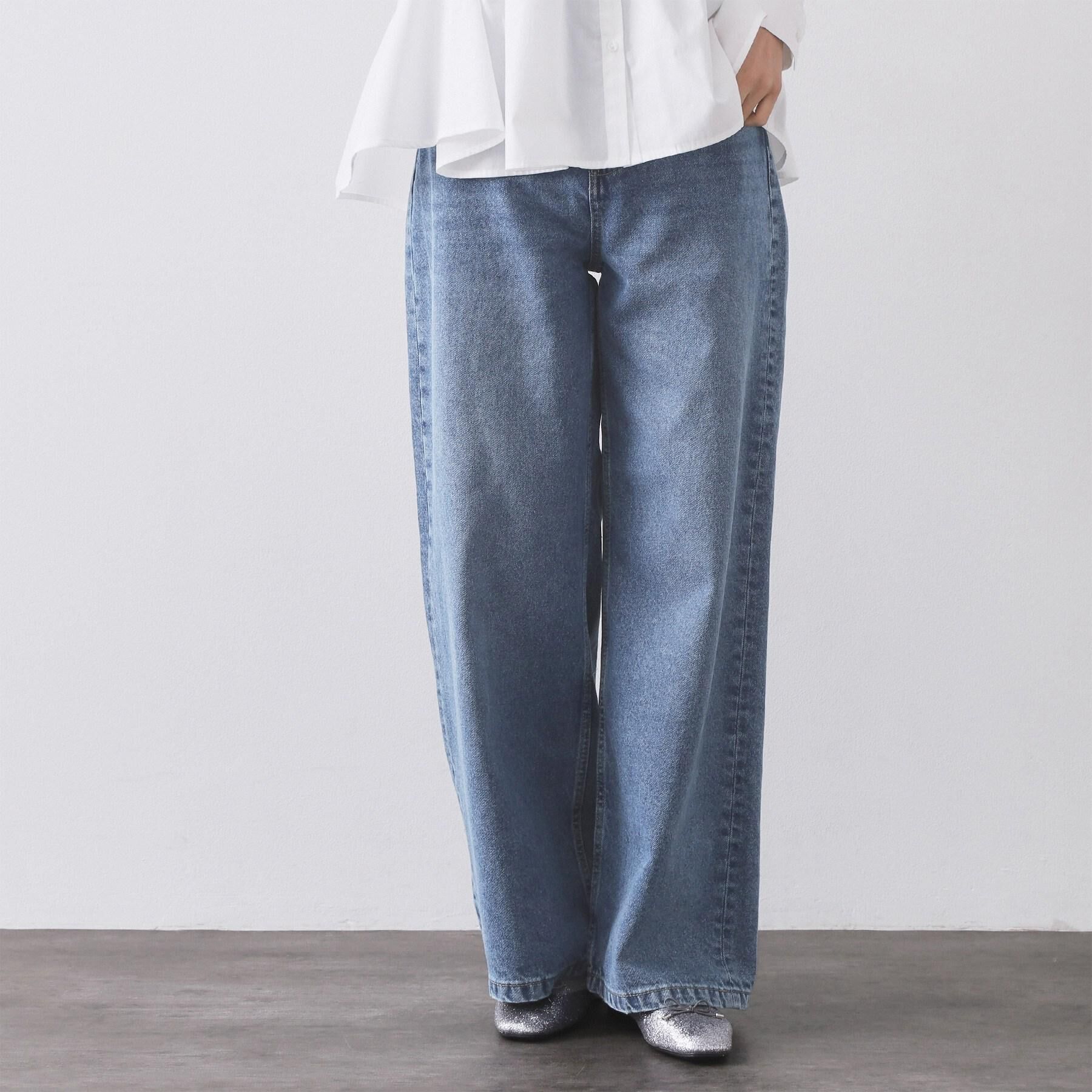 OPAQUE.CLIP「ワイドストレートデニムパンツ【洗濯機OK】《S～LL》」|デニム|