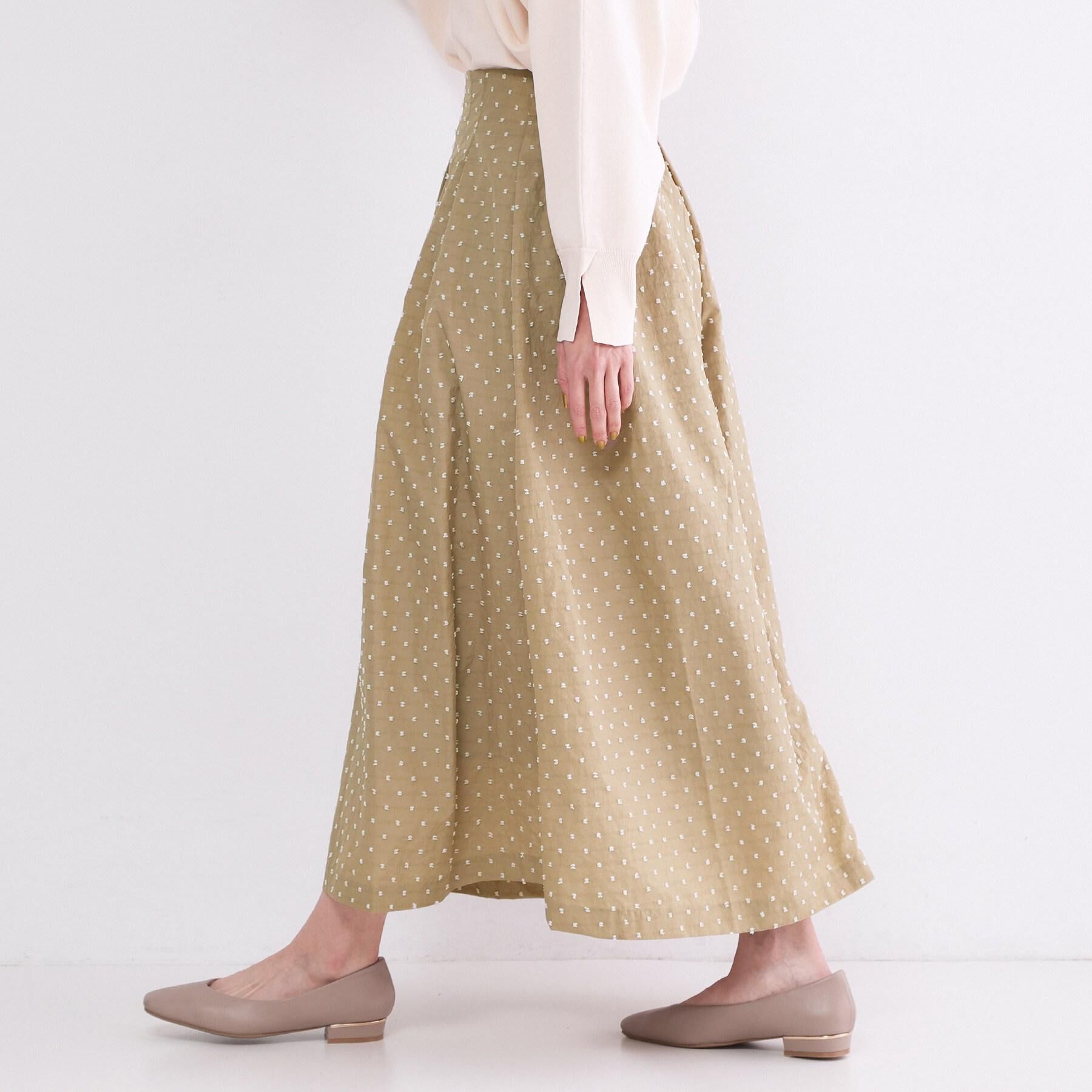 OPAQUE.CLIP「ドビードットタックフレアスカート【洗濯機OK】」|スカート|