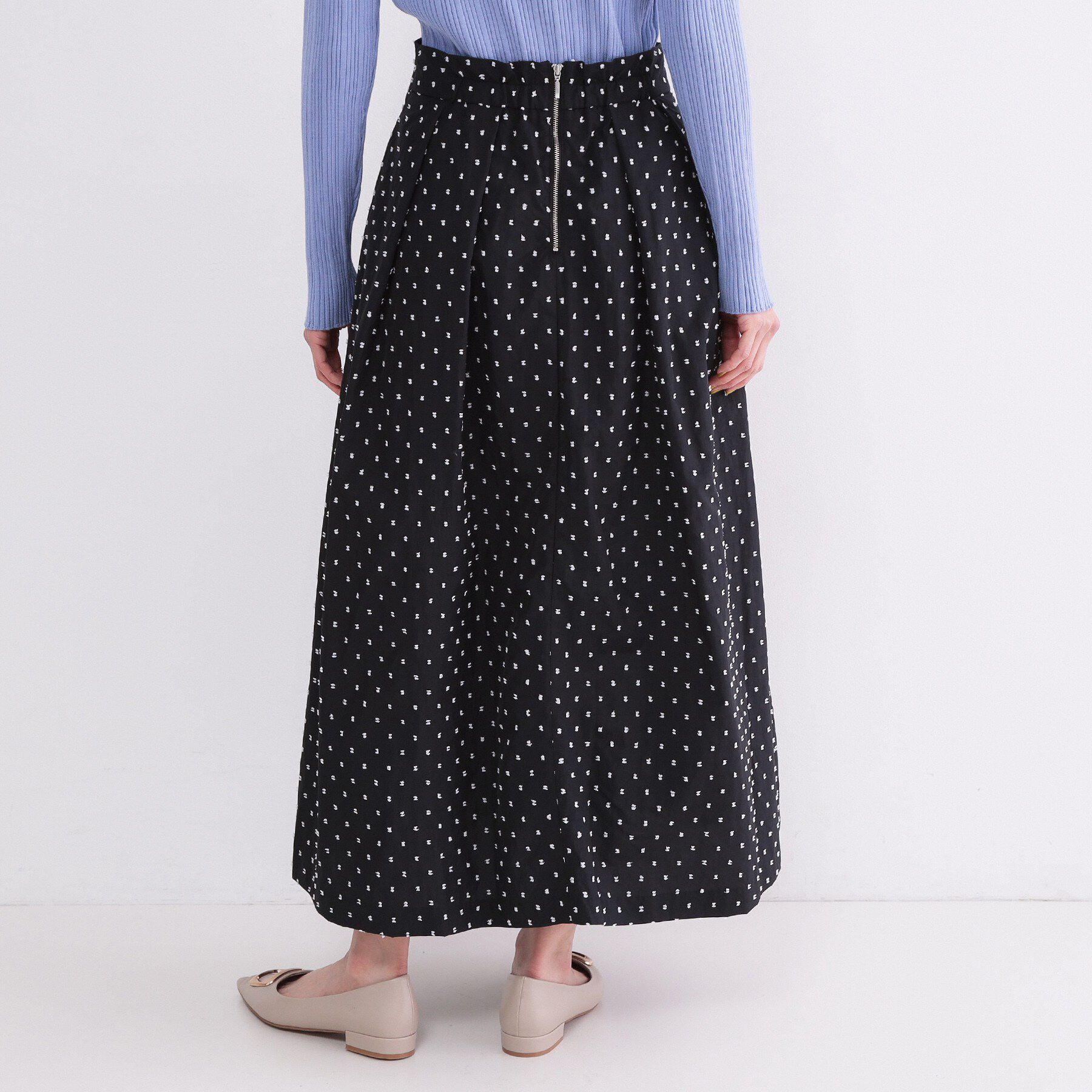 OPAQUE.CLIP「ドビードットタックフレアスカート【洗濯機OK】」|スカート|