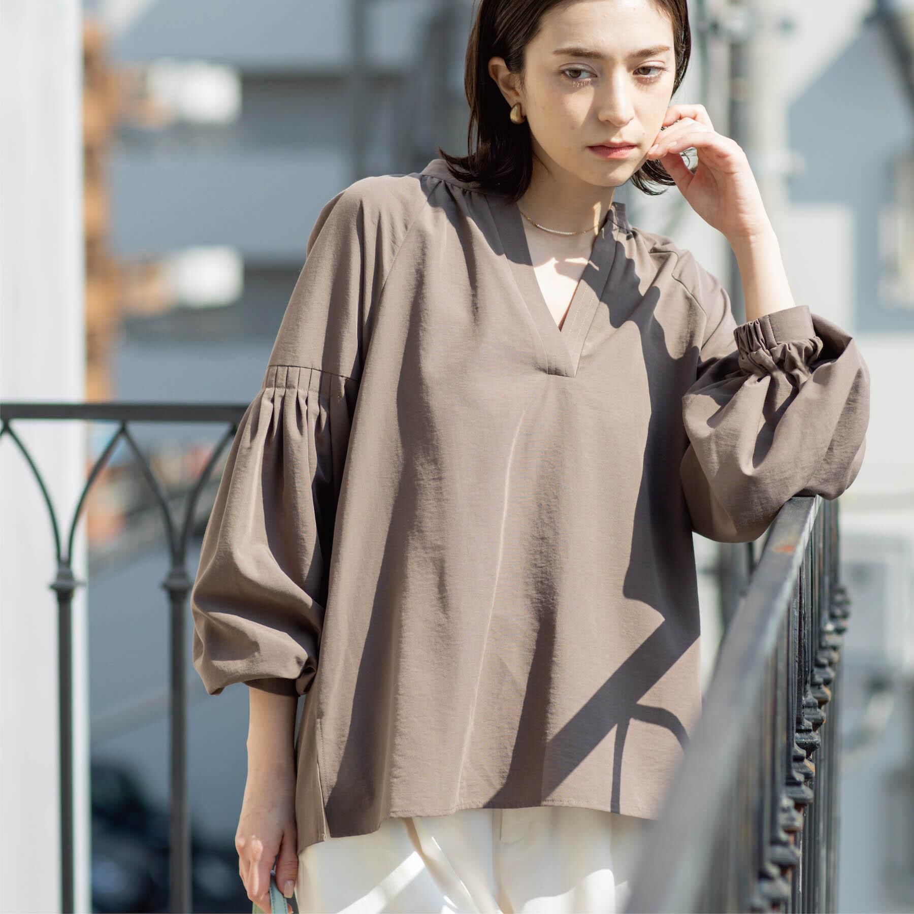 OPAQUE.CLIP「スキッパーボリュームスリーブブラウス【洗濯機OK】」|シャツ・ブラウス|