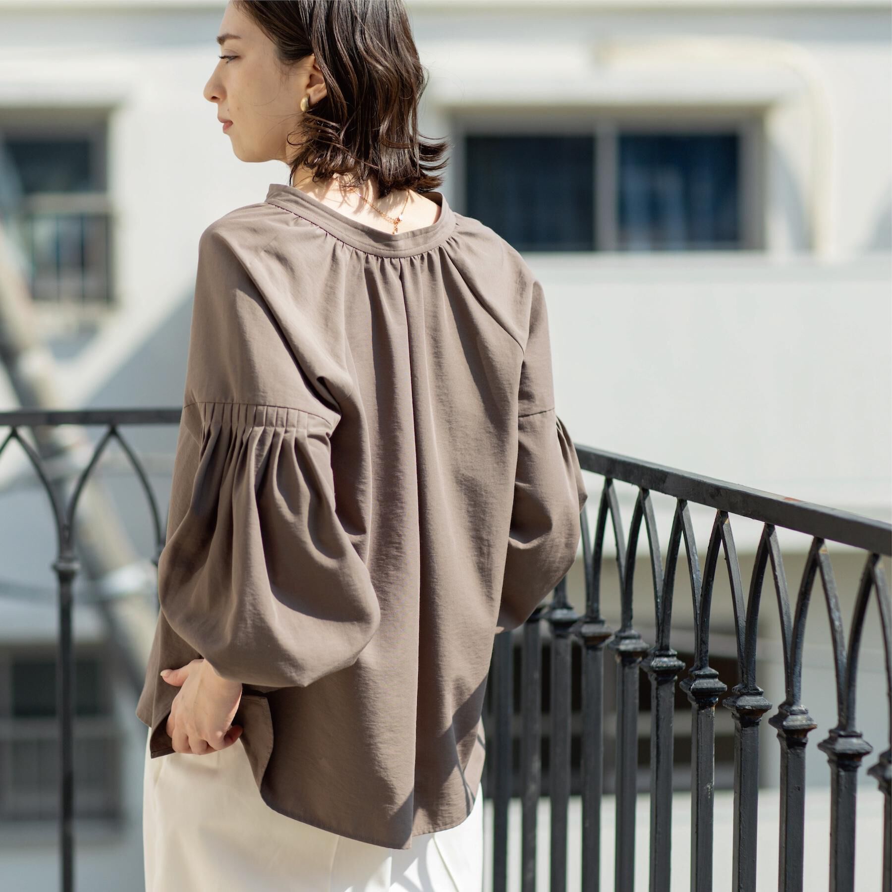 OPAQUE.CLIP「スキッパーボリュームスリーブブラウス【洗濯機OK】」|シャツ・ブラウス|