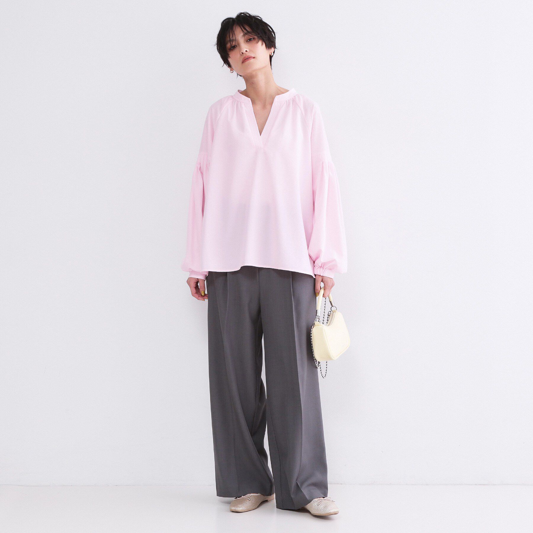 OPAQUE.CLIP「スキッパーボリュームスリーブブラウス【洗濯機OK】」|シャツ・ブラウス|