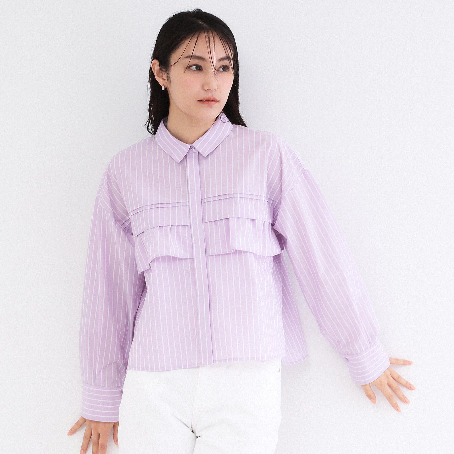 OPAQUE.CLIP「タックフリルシャツ【洗濯機OK】」|シャツ・ブラウス|