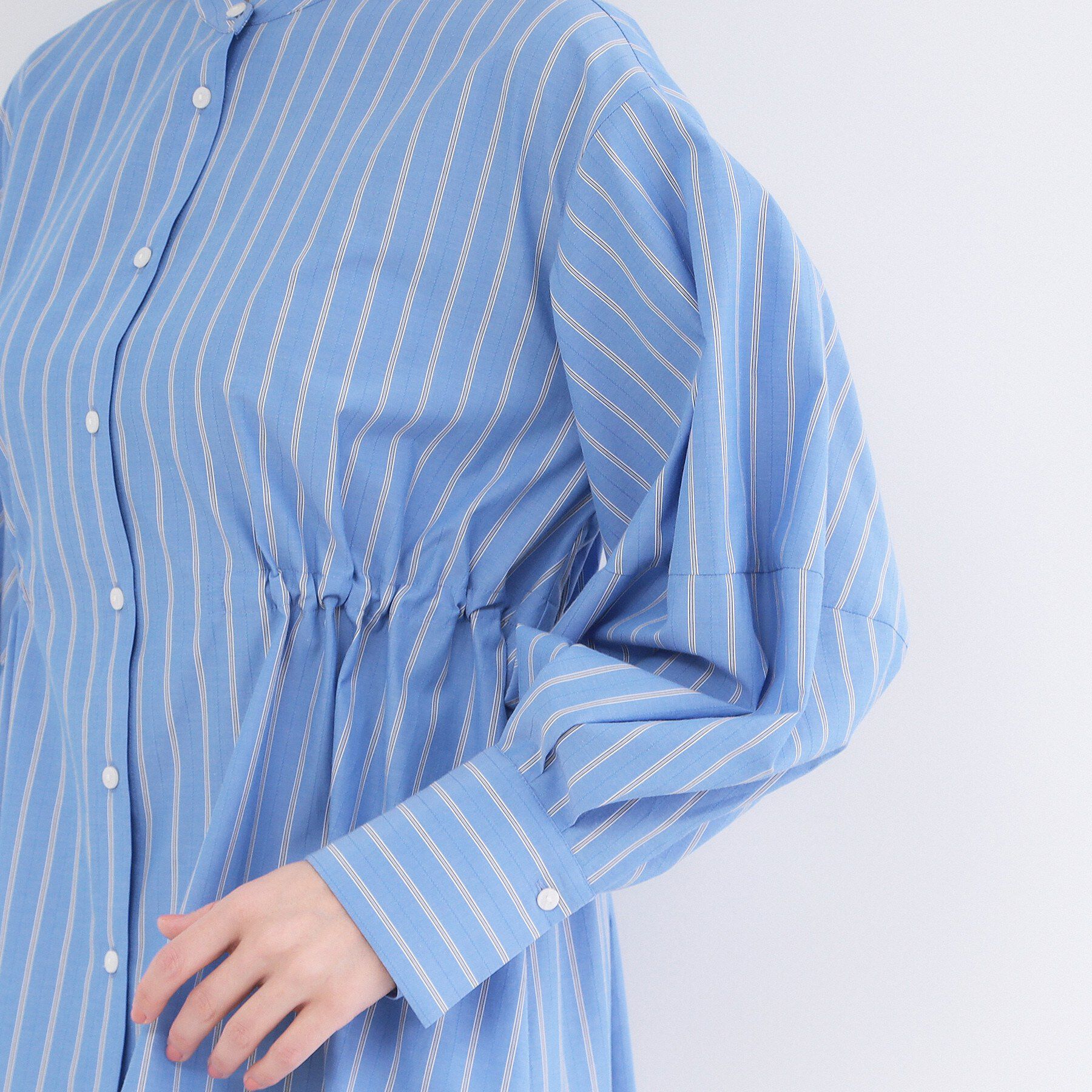 OPAQUE.CLIP「ストライプペプラムデザインブラウス【洗濯機OK】」|シャツ・ブラウス|