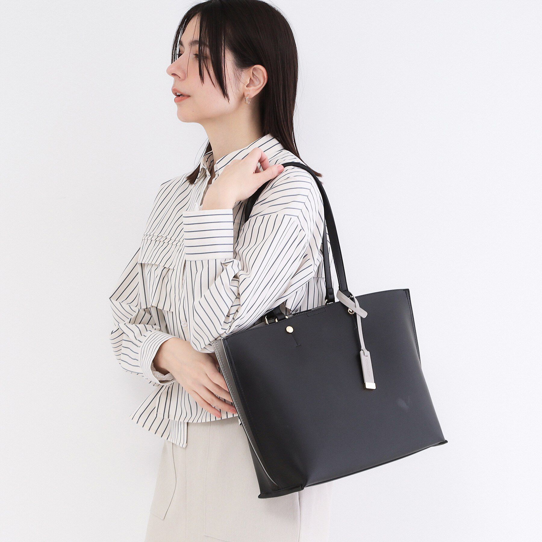 OPAQUE.CLIP「【A4サイズ対応】名品バイカラーA4トート」|トートバッグ|ブラック(519)