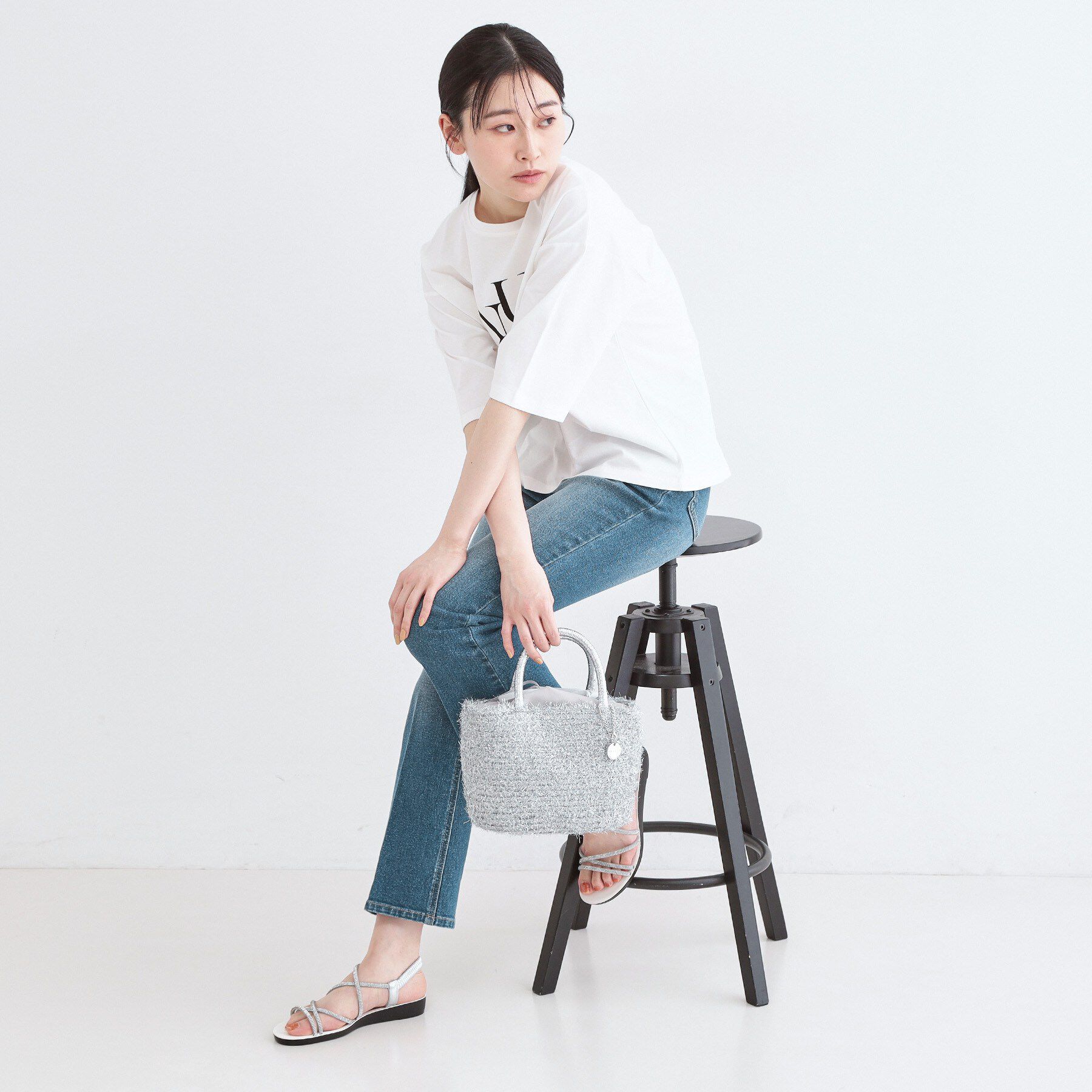 OPAQUE.CLIP「ラメバスケット調ミドルバッグ」|ハンドバッグ|