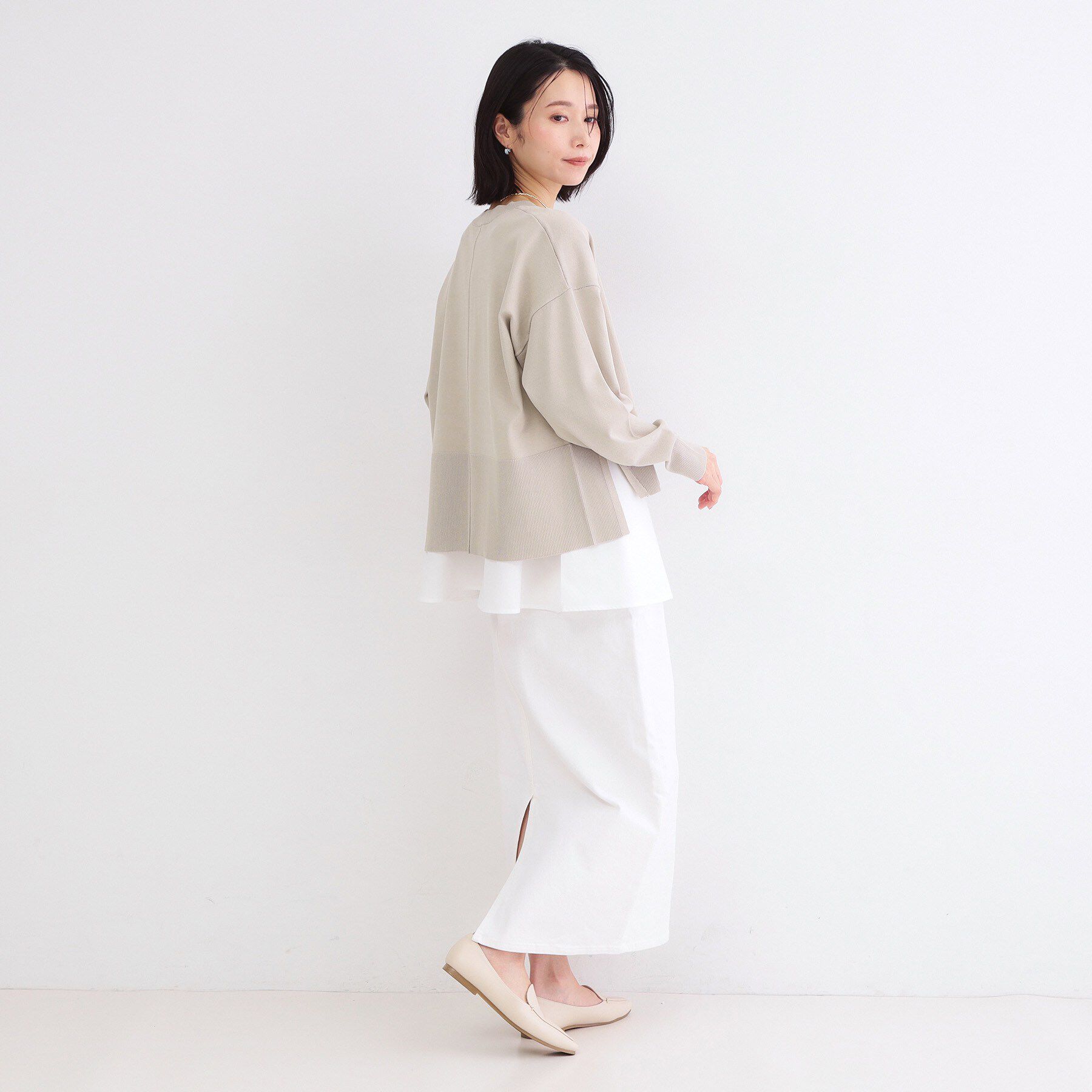 OPAQUE.CLIP「《ツインセット》ワイドニット&times;裾フレアタンクトップ【洗濯機OK】」|ニット・セーター|