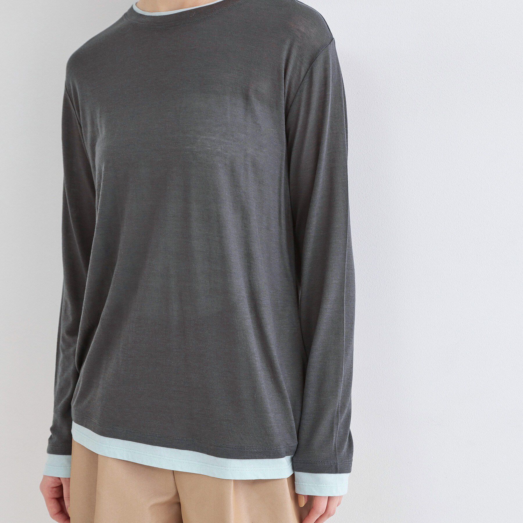 OPAQUE.CLIP「配色レイヤードロングスリーブTシャツ【洗える】」|Tシャツ・カットソー|