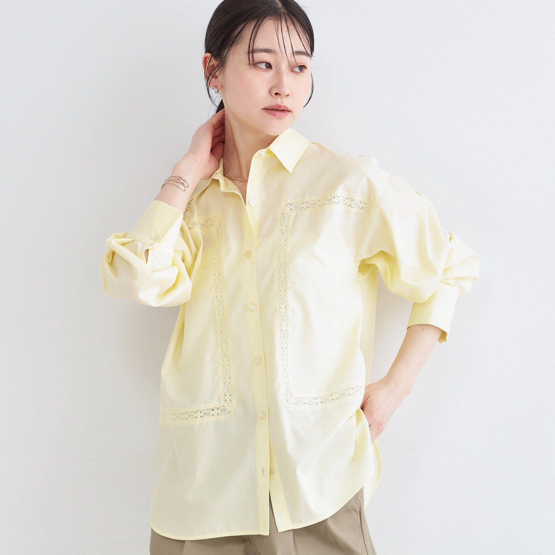 OPAQUE.CLIP「レーストリミングシャツ【洗濯機OK】」|シャツ・ブラウス|