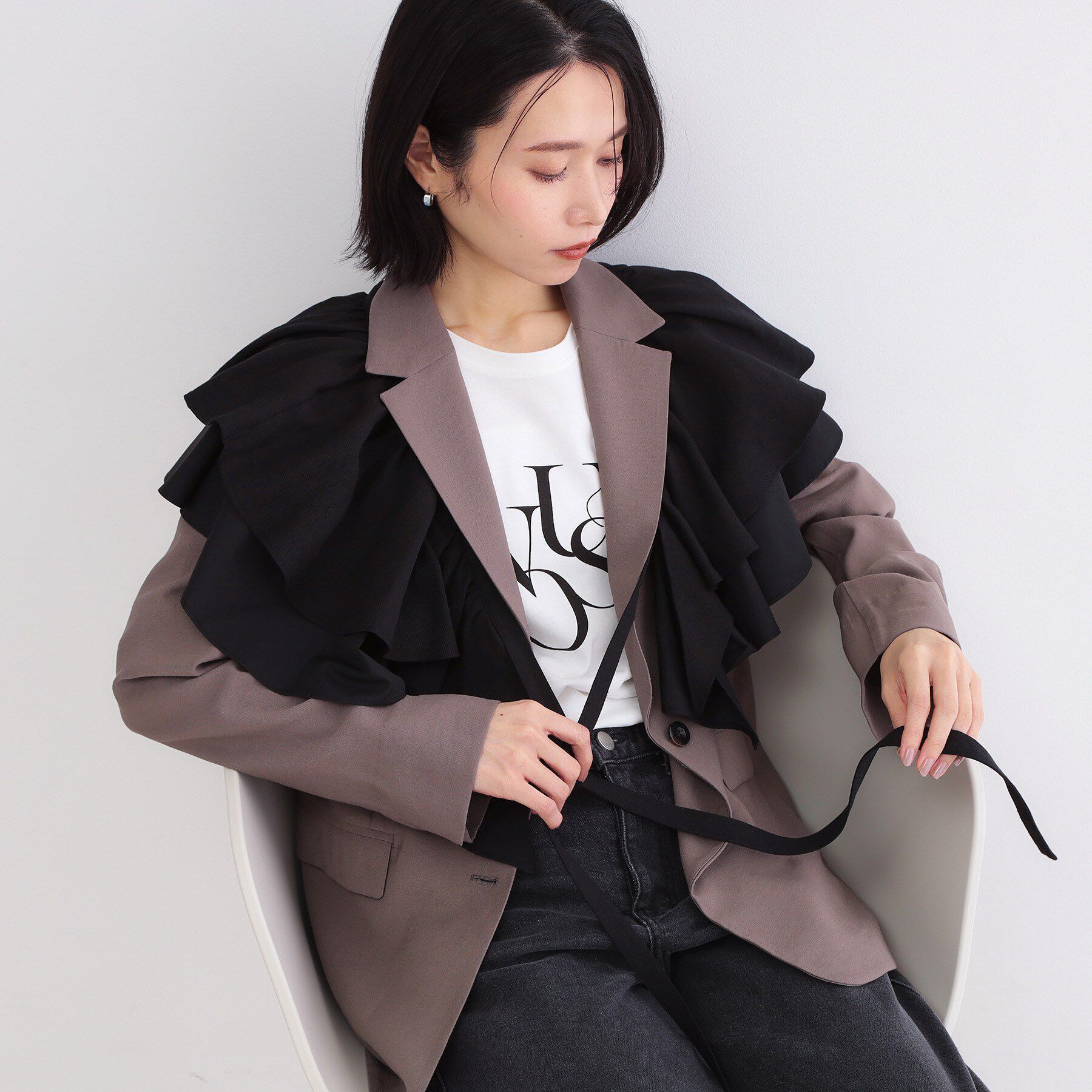 OPAQUE.CLIP「ラッフルフリルケープ【洗濯機OK】」|シャツ・ブラウス|