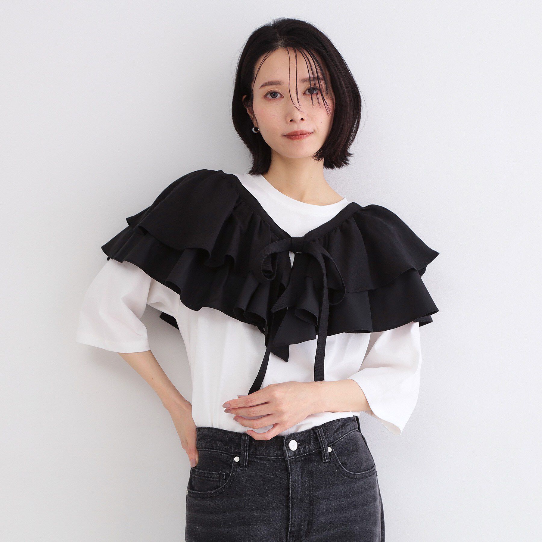 OPAQUE.CLIP「ラッフルフリルケープ【洗濯機OK】」|シャツ・ブラウス|